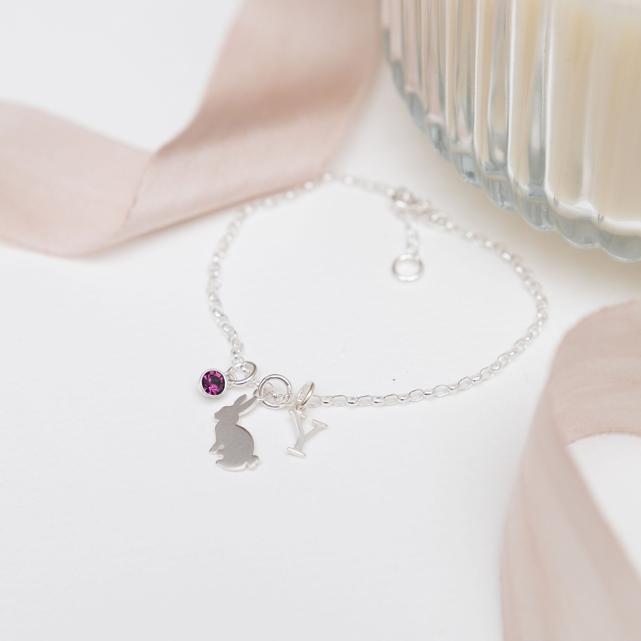 Sterling Silver Personalised Bunny Rabbit Bracelet