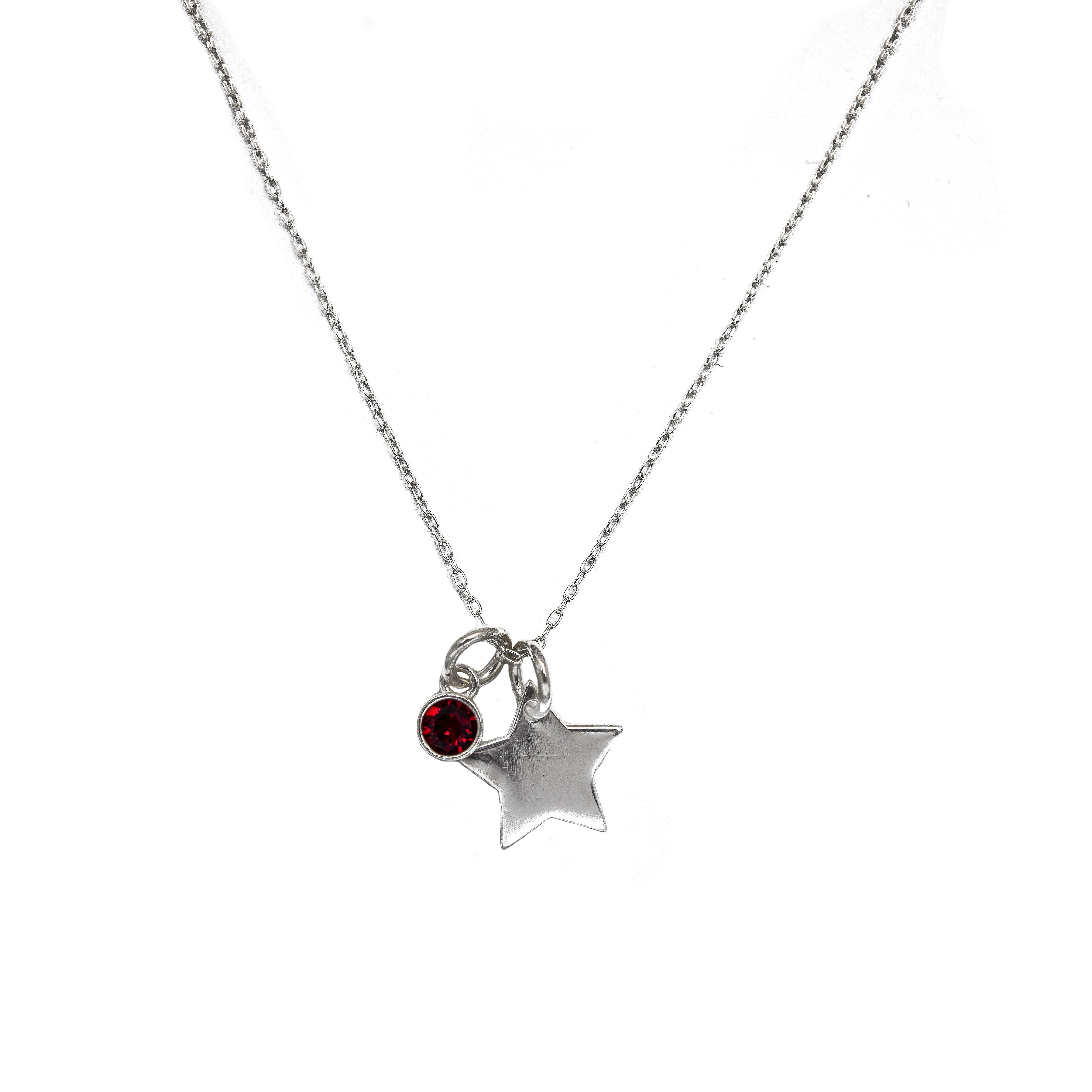 Silver star necklace birthstone jewellery personalised gifts celestial gifts