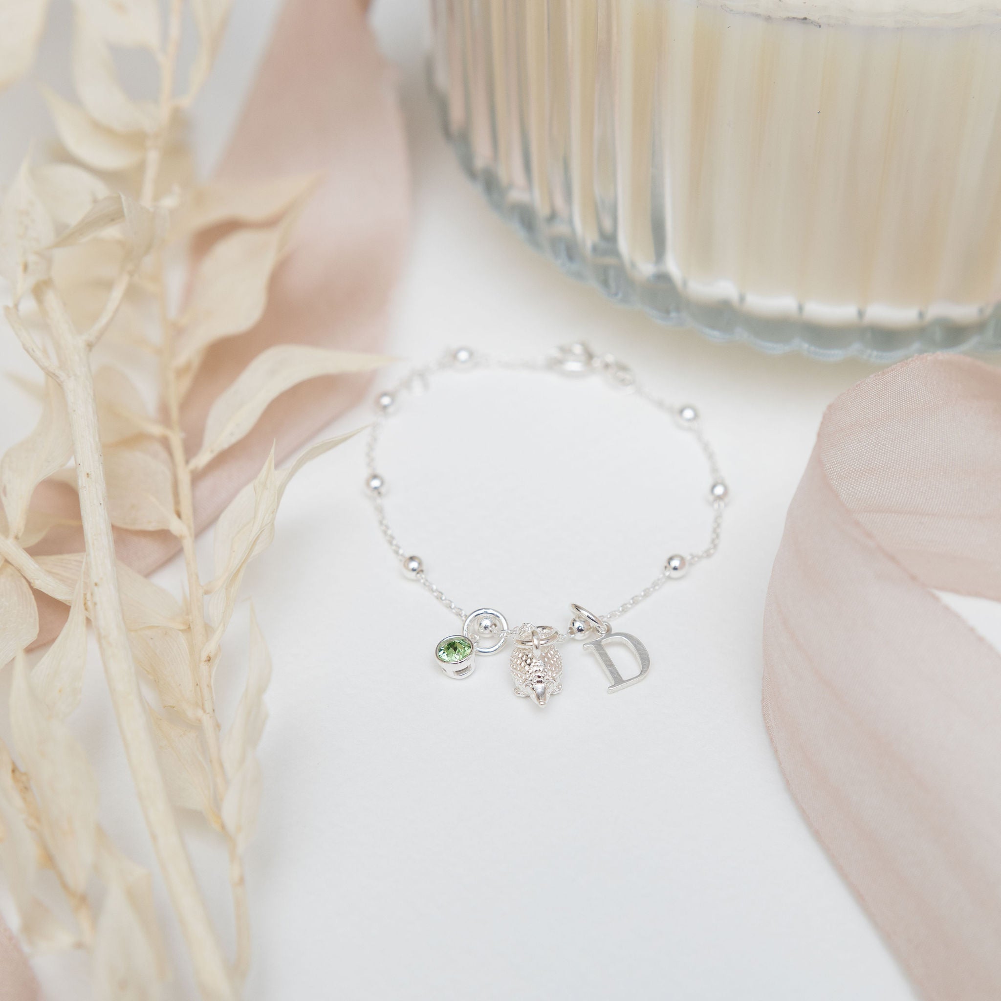 Sterling Silver Personalised Hedgehog Bracelet