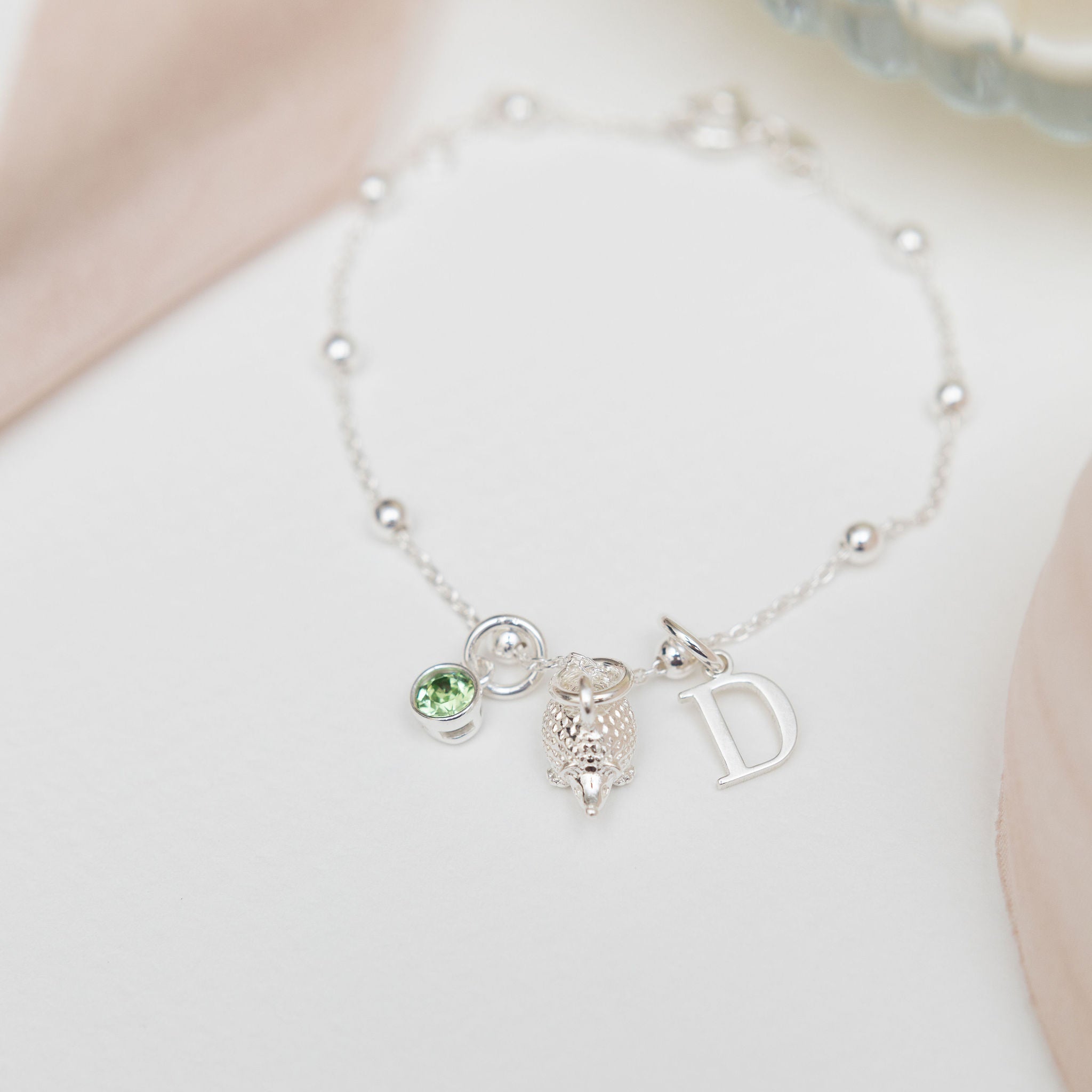 Sterling Silver Personalised Hedgehog Bracelet
