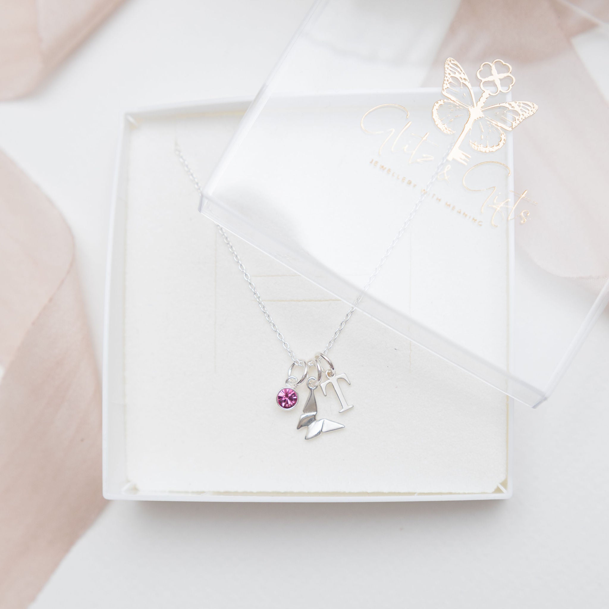 Sterling Silver Personalised Butterfly Necklace
