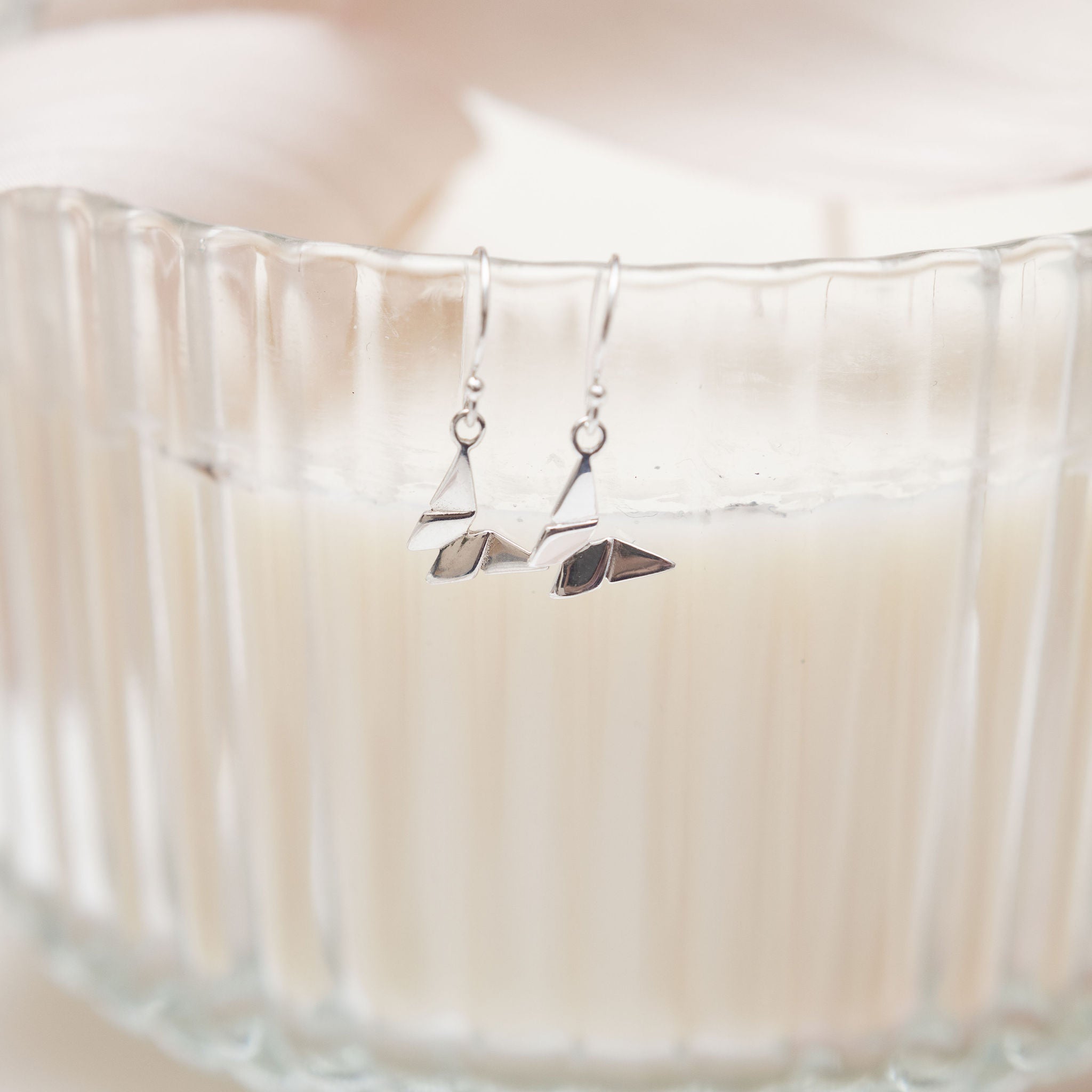 Sterling Silver Origami Butterfly Earrings
