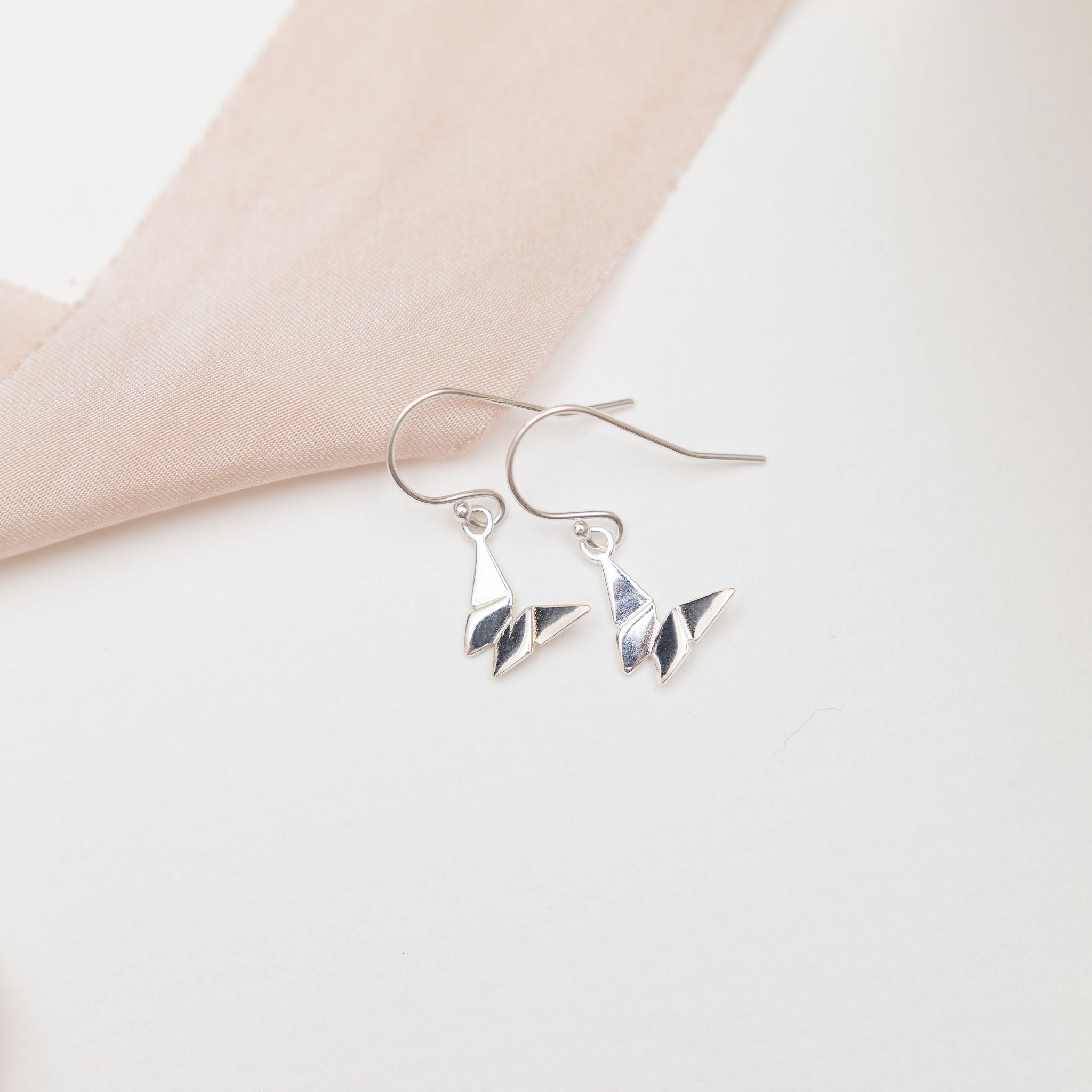 Sterling Silver Origami Butterfly Earrings