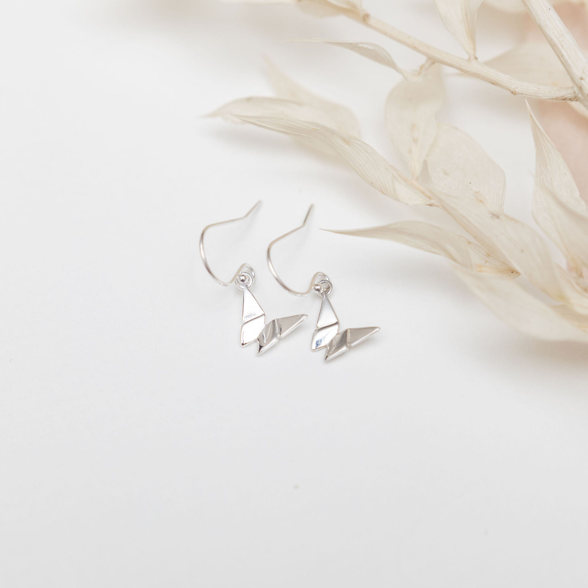Sterling Silver Origami Butterfly Earrings