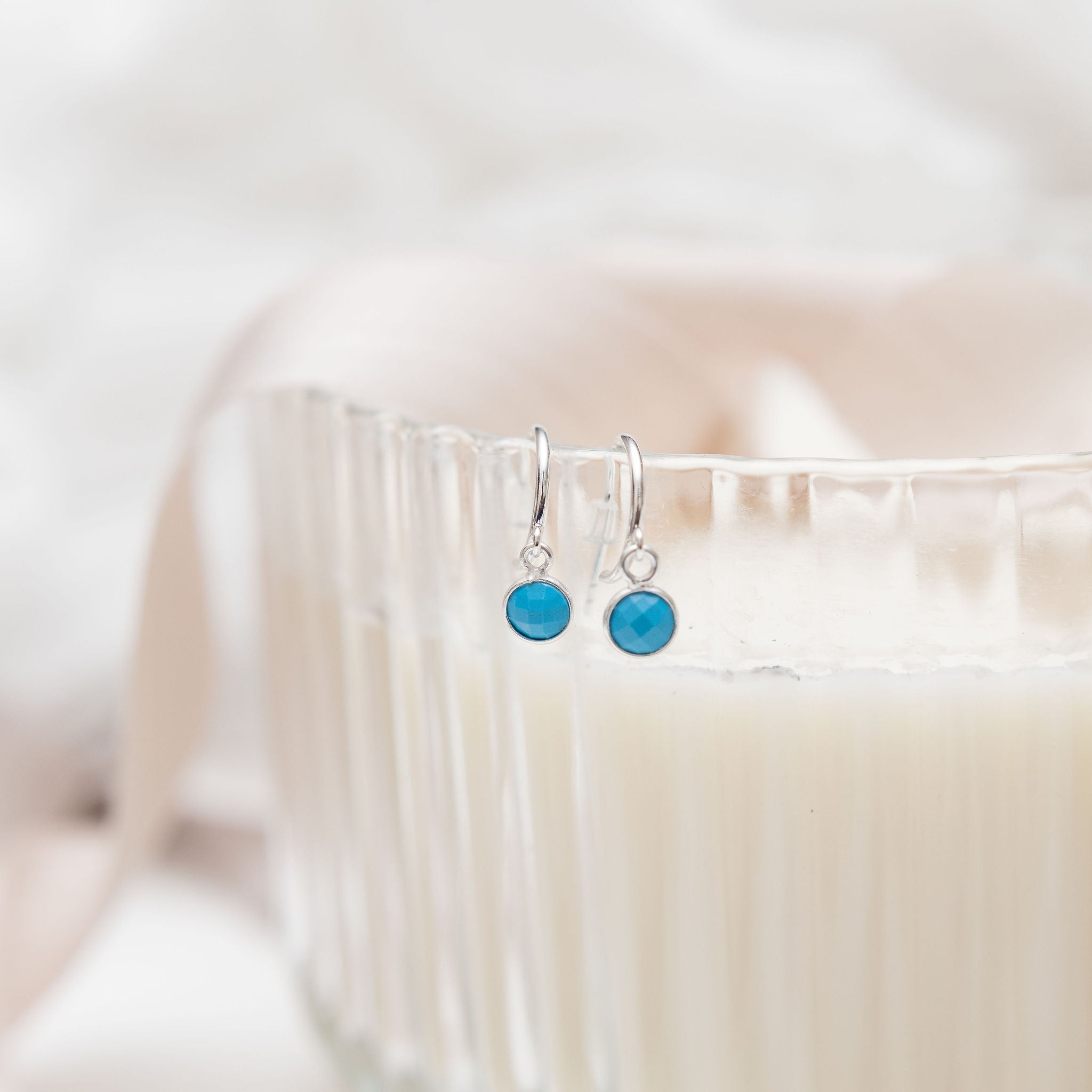Sterling Silver Turquoise Hoop Earrings