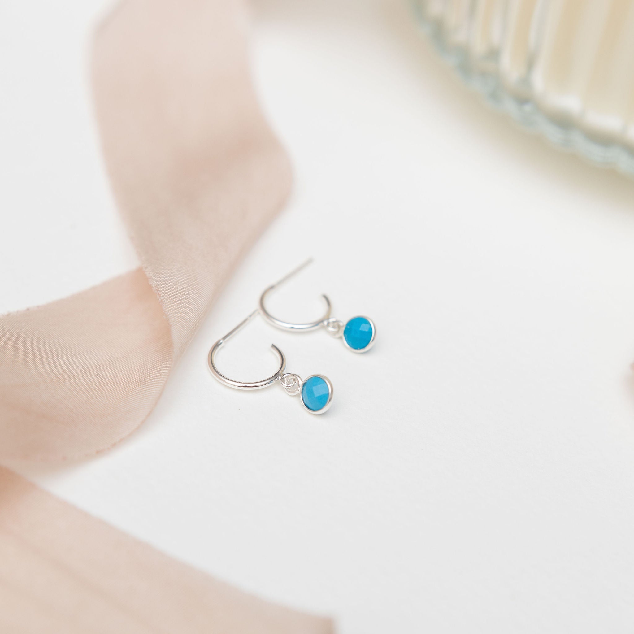 Sterling Silver Turquoise Hoop Earrings