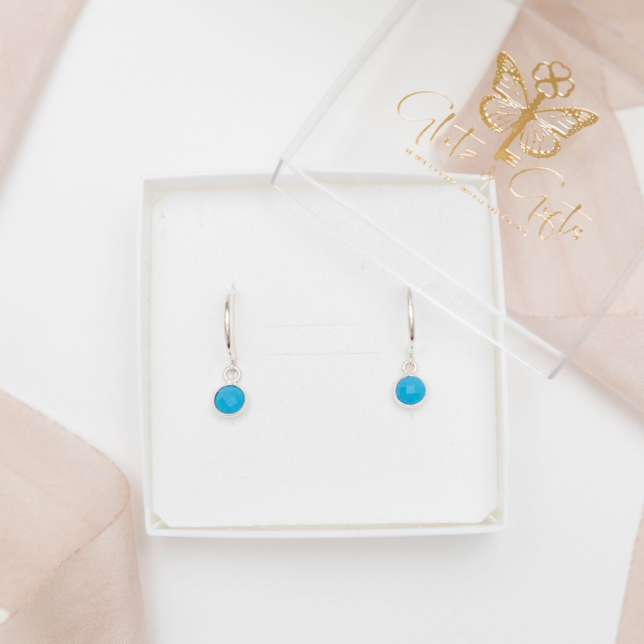Sterling Silver Turquoise Hoop Earrings