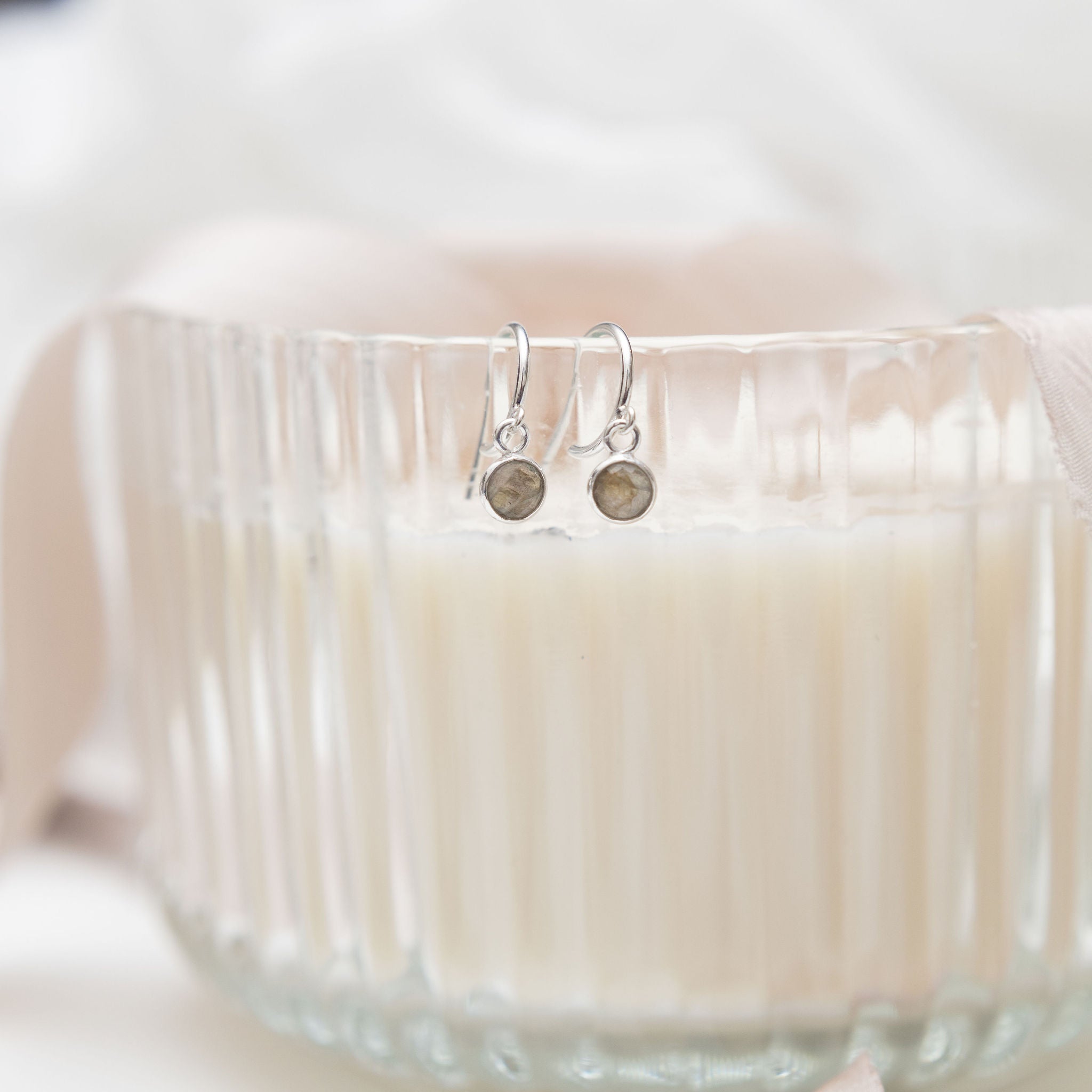 Sterling Silver Labradorite Hoop Earrings