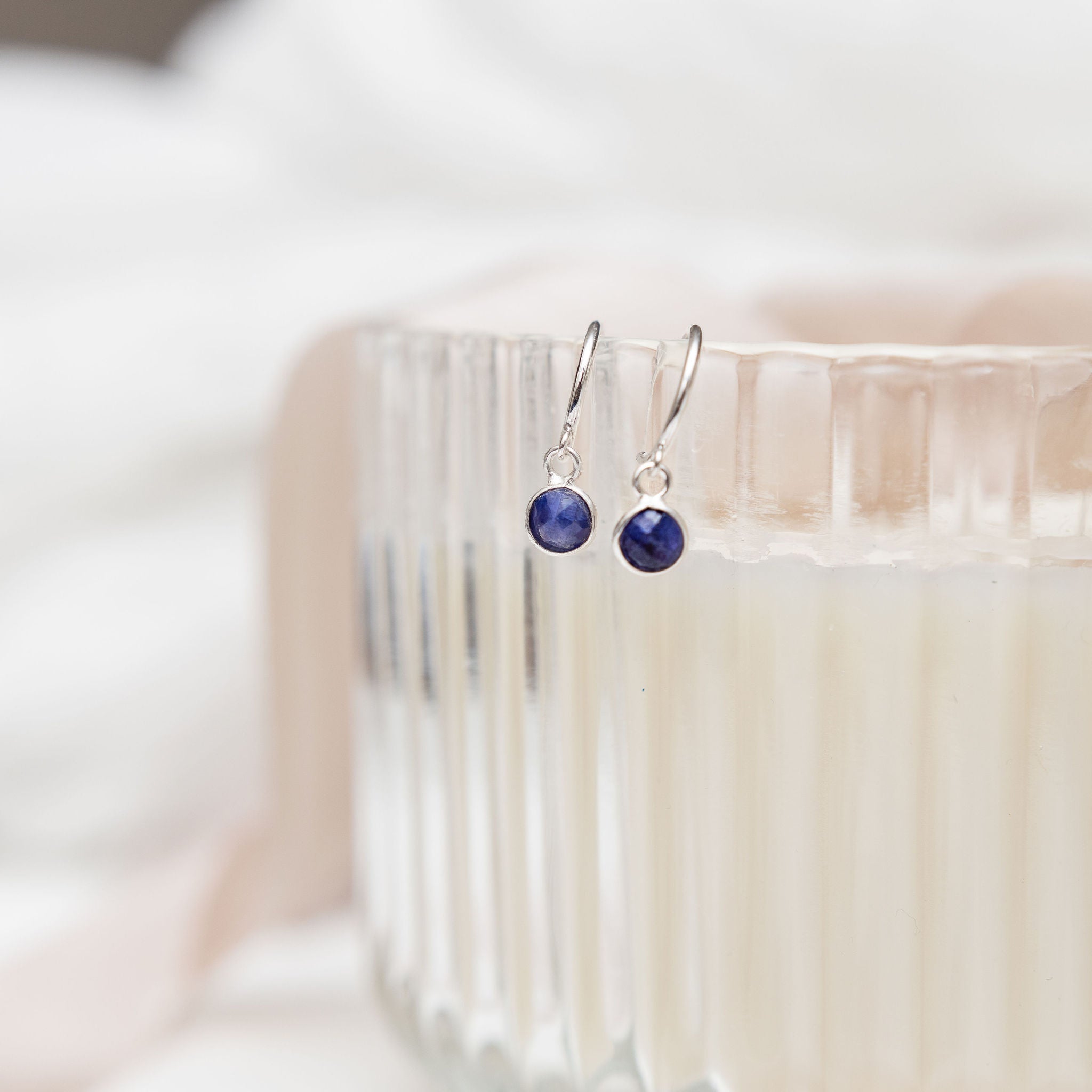 Sterling Silver Sapphire Hoop Earrings