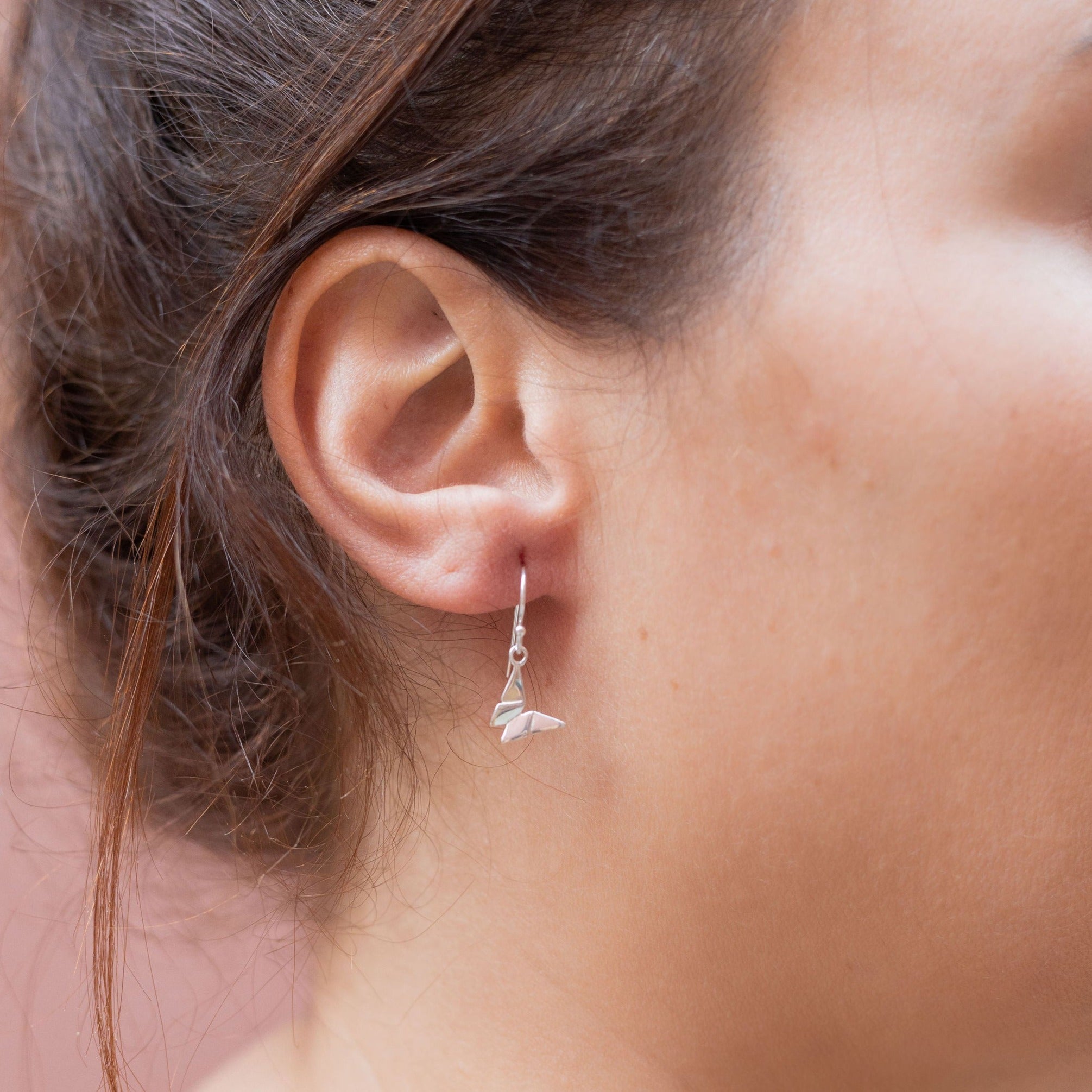Sterling Silver Origami Butterfly Earrings