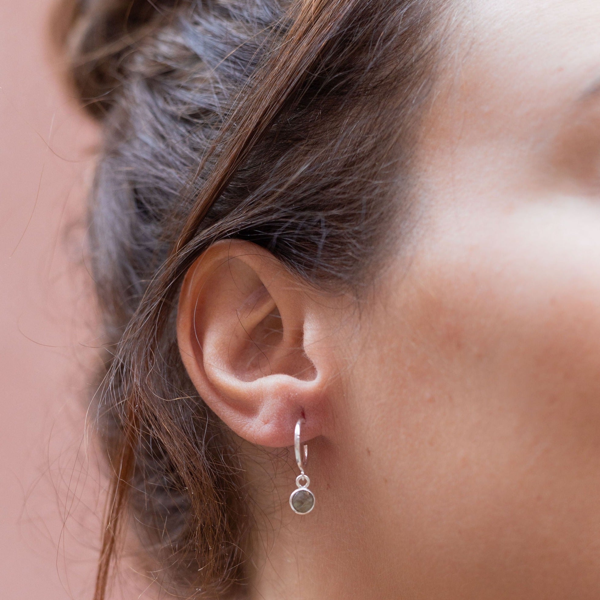 Sterling Silver Labradorite Hoop Earrings