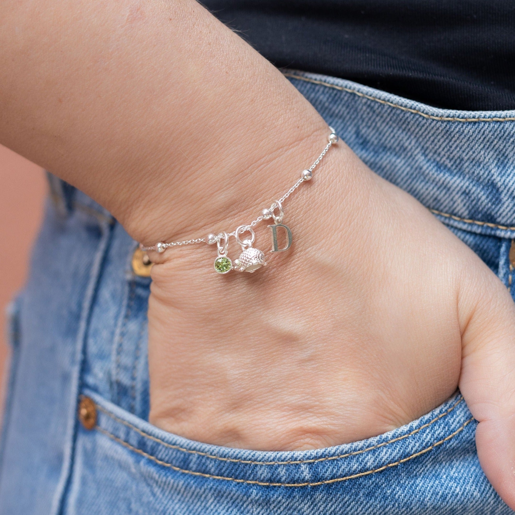 Sterling Silver Personalised Hedgehog Bracelet