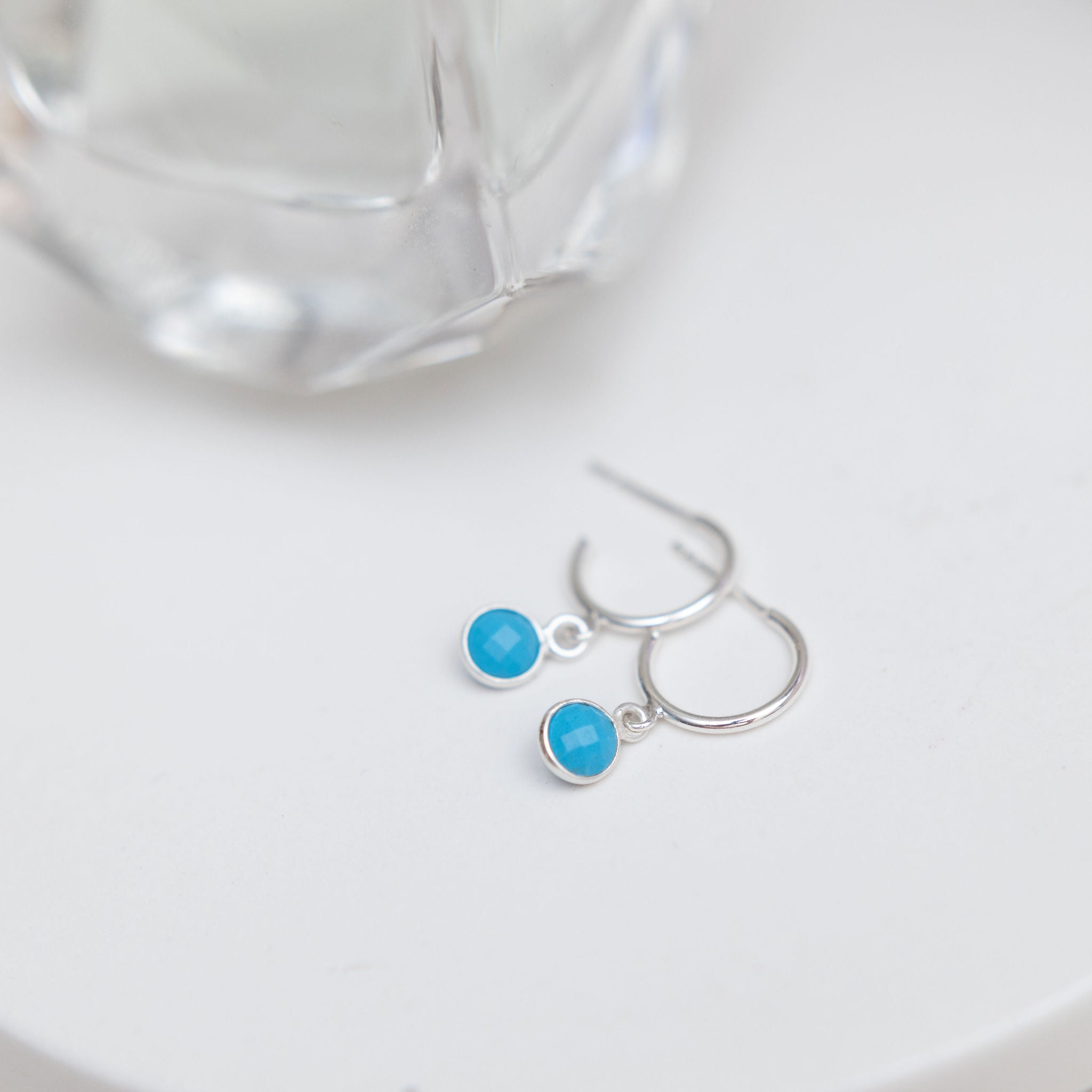 Sterling Silver Turquoise Hoop Earrings