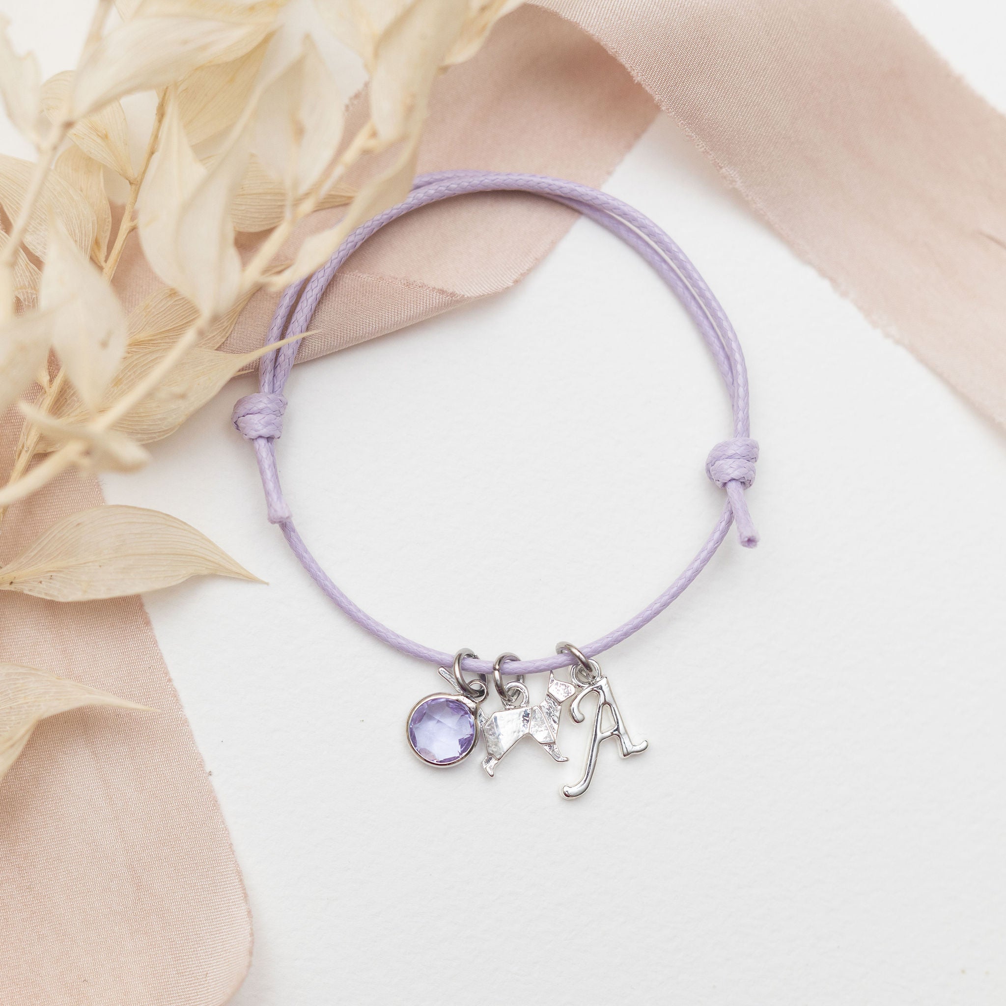 Personalised Origami Cat Cotton Bracelet