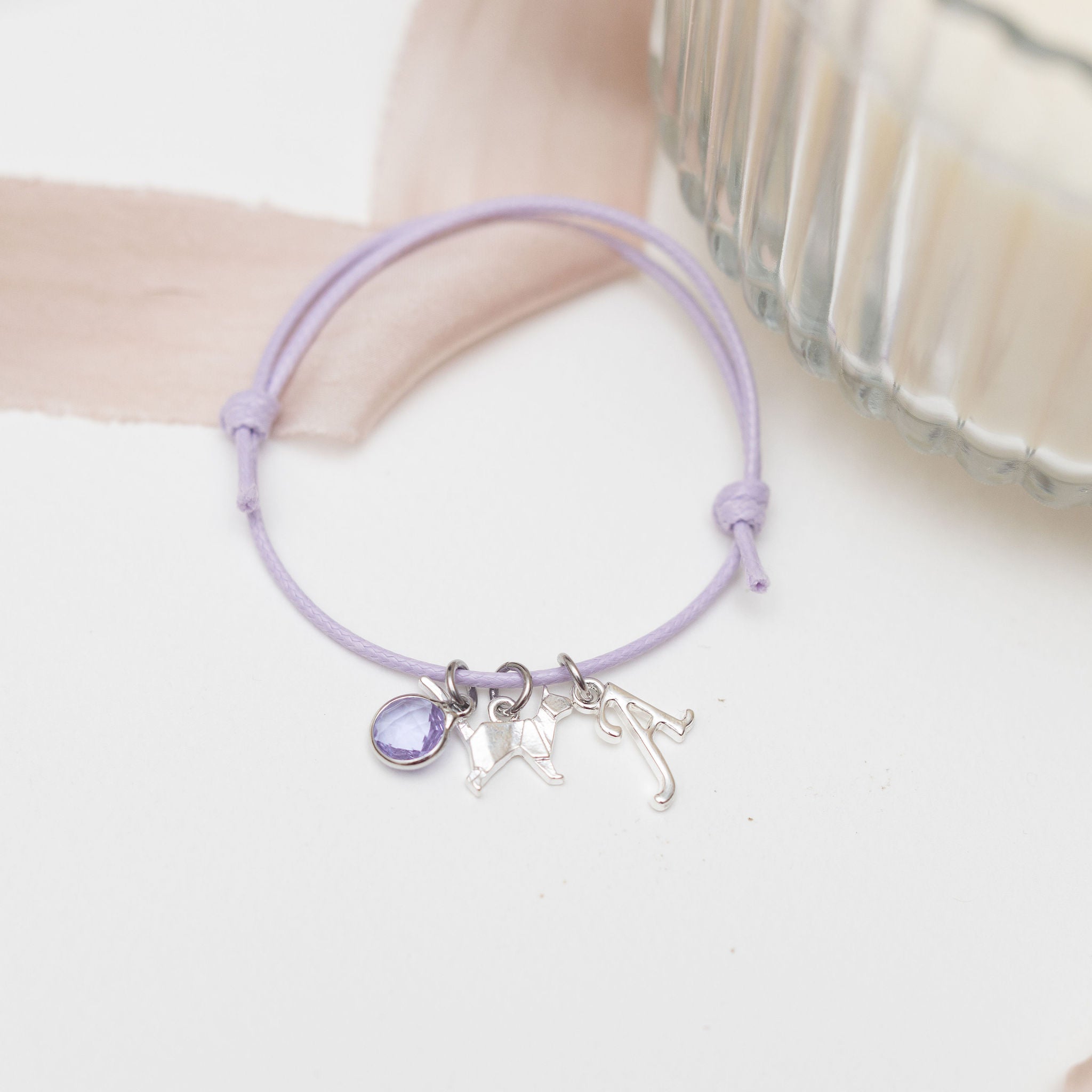 Personalised Origami Cat Cotton Bracelet