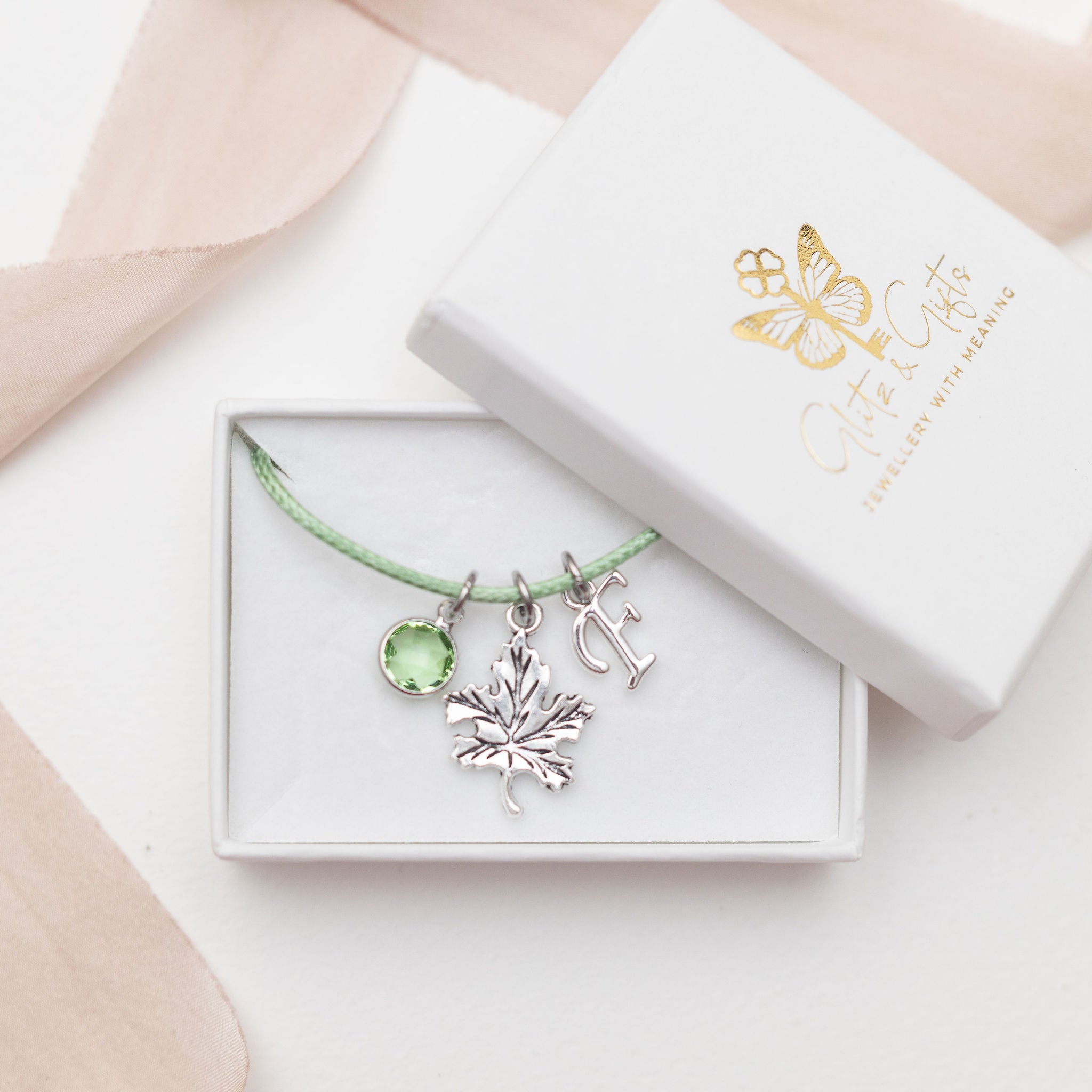 Personalised Maple Leaf Cotton Bracelet