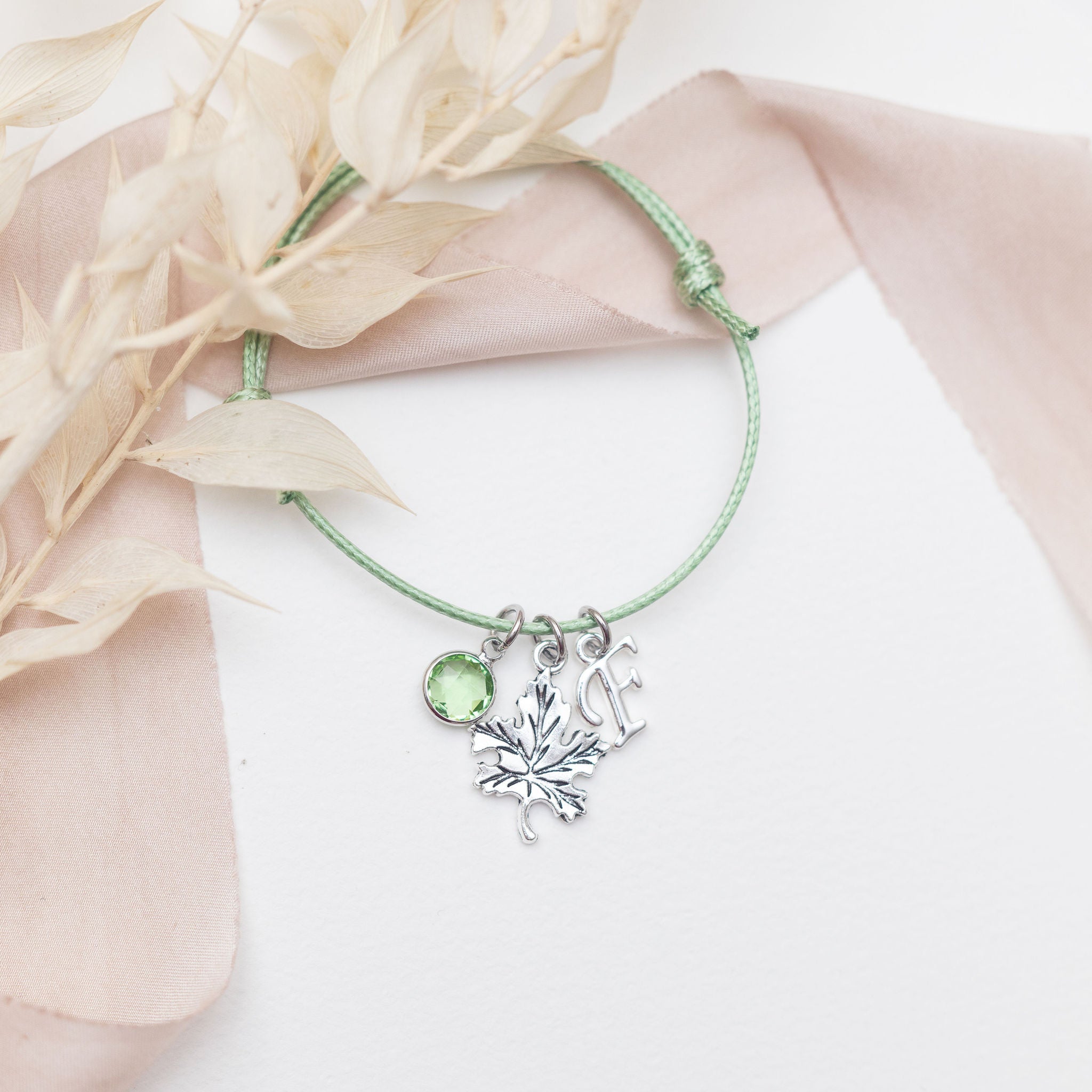 Personalised Maple Leaf Cotton Bracelet