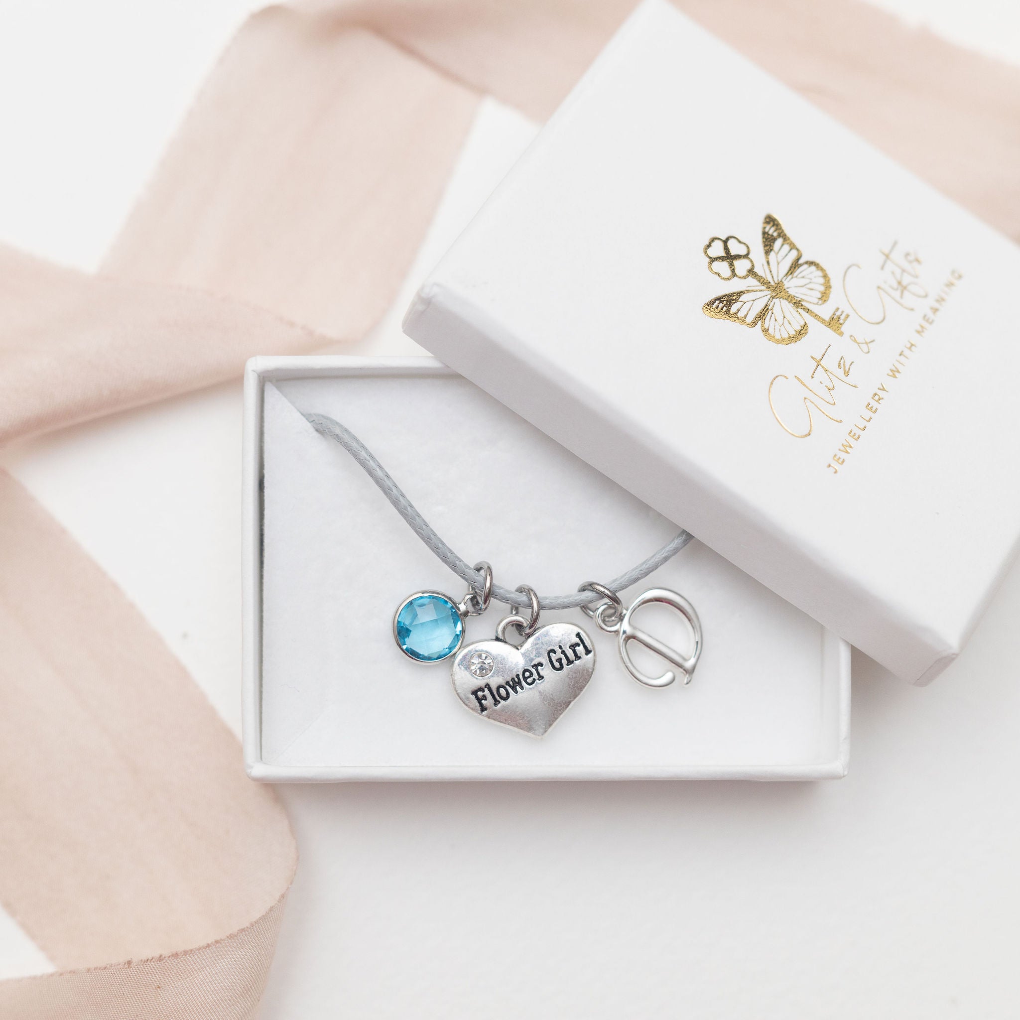 Personalised Flower Girl Cotton Bracelet