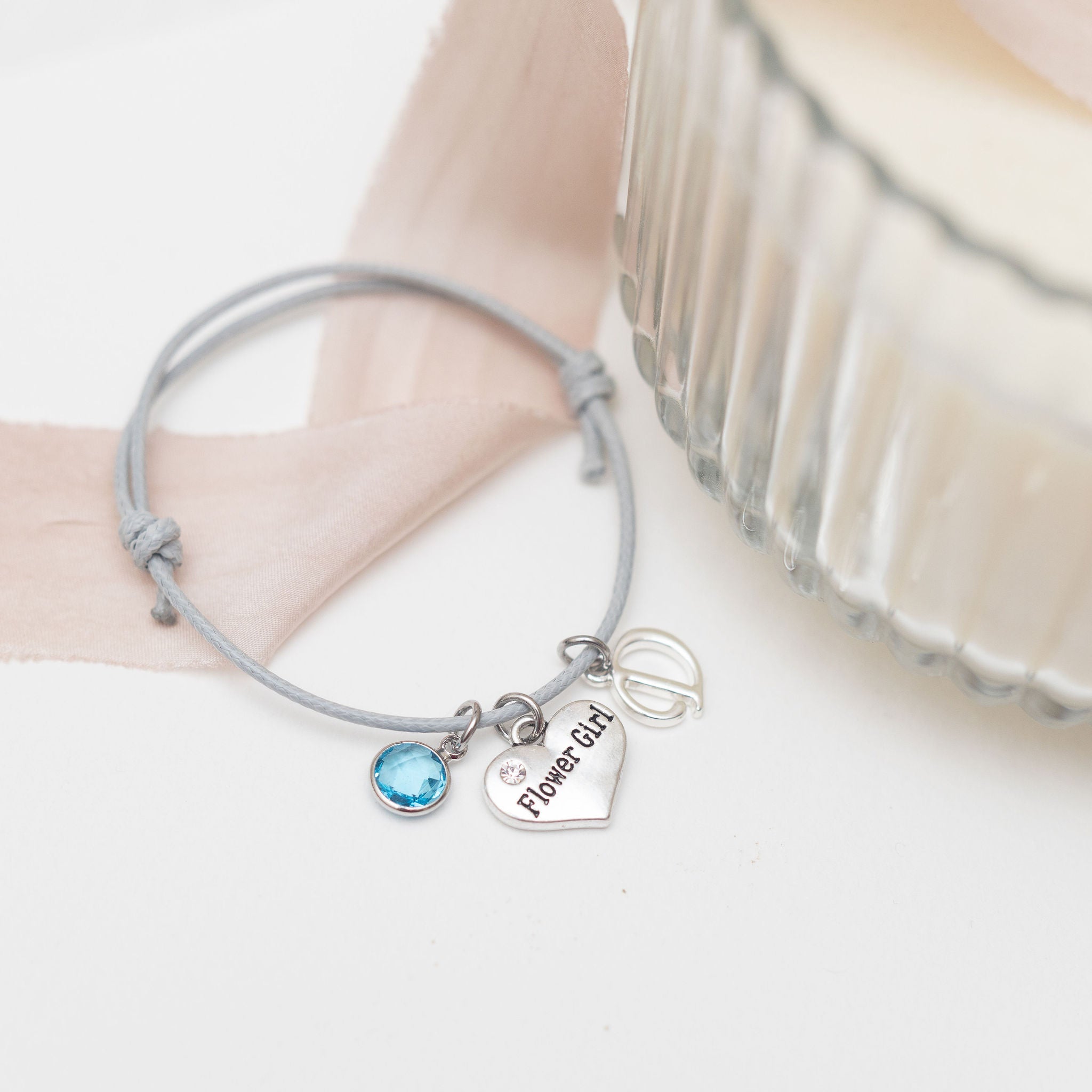 Personalised Flower Girl Cotton Bracelet