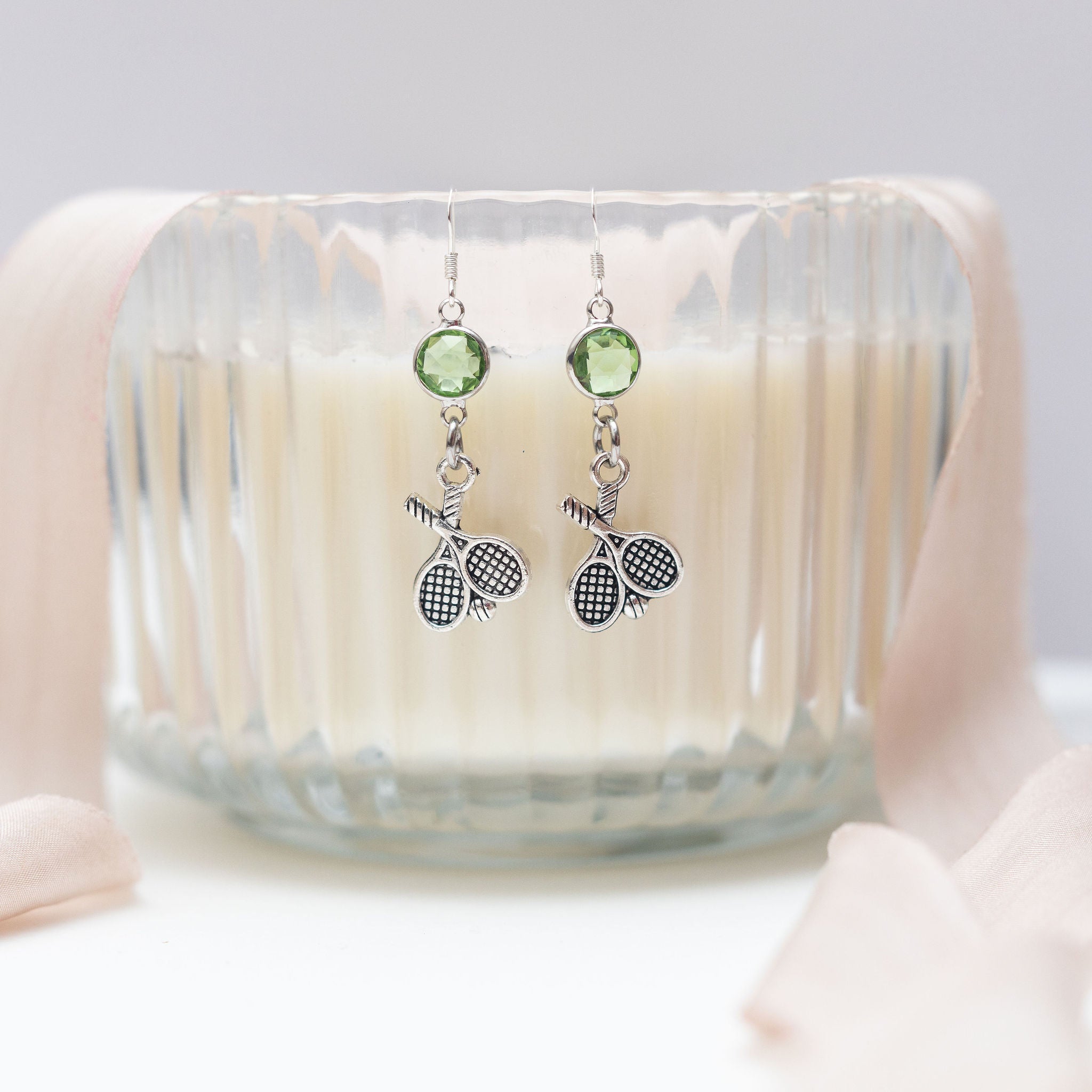 Personalised Tennis Birthstone Charm Earrings