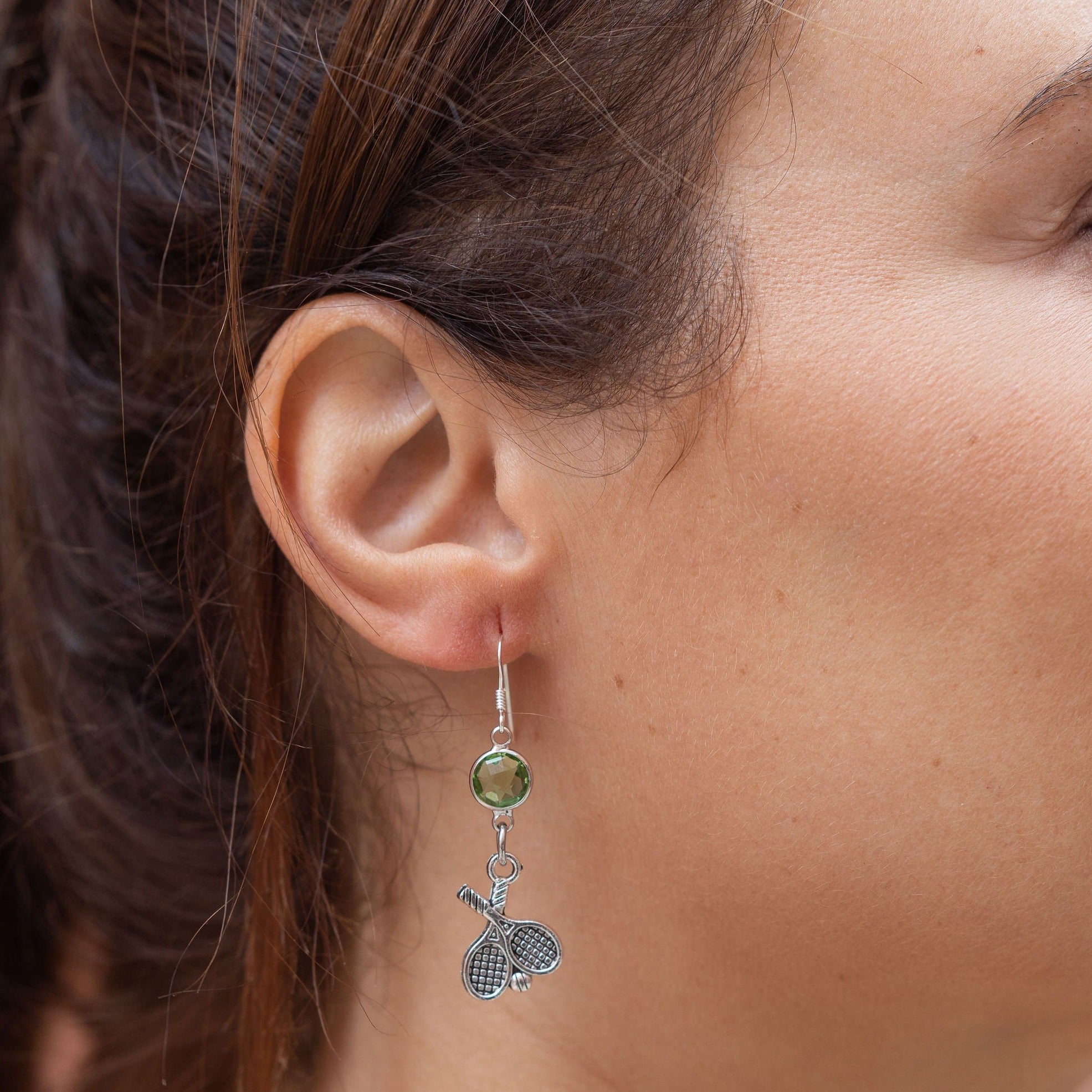 Personalised Tennis Birthstone Charm Earrings