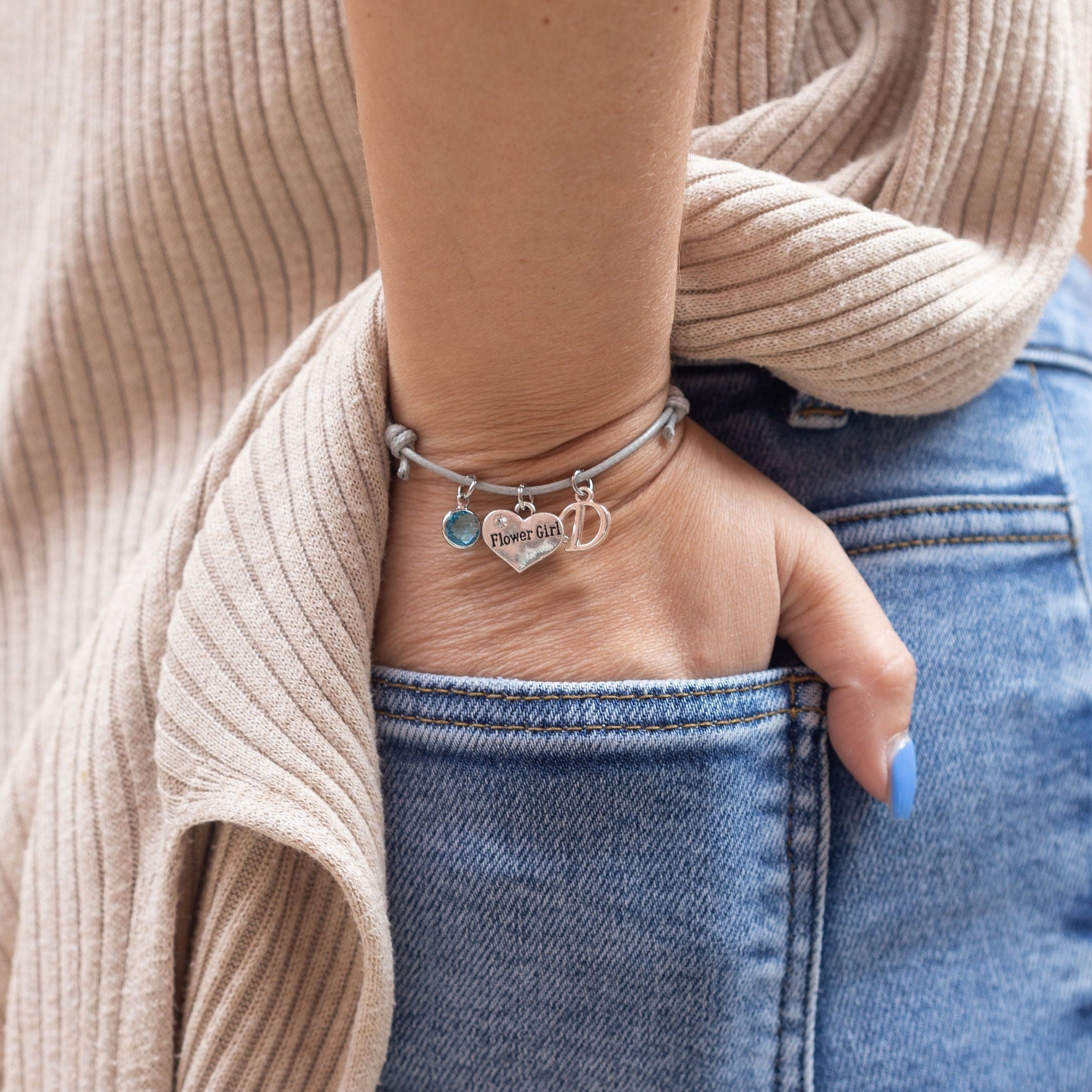 Personalised Flower Girl Cotton Bracelet