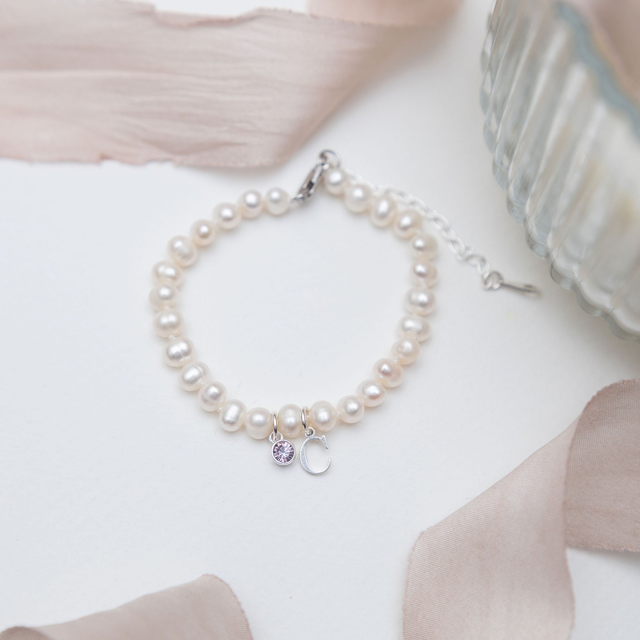 Freshwater Pearl Sterling Silver Personalised Bracelet