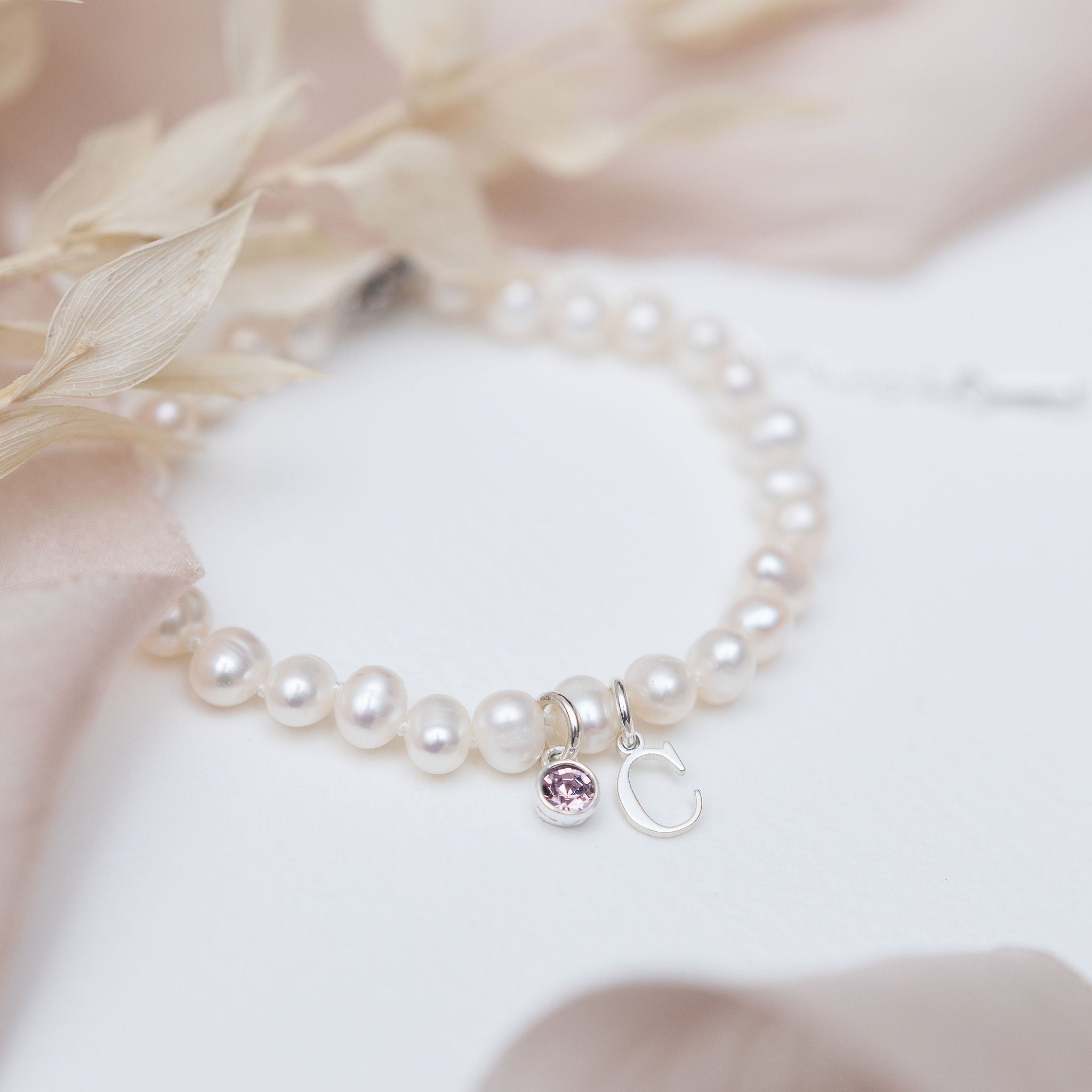 Freshwater Pearl Sterling Silver Personalised Bracelet