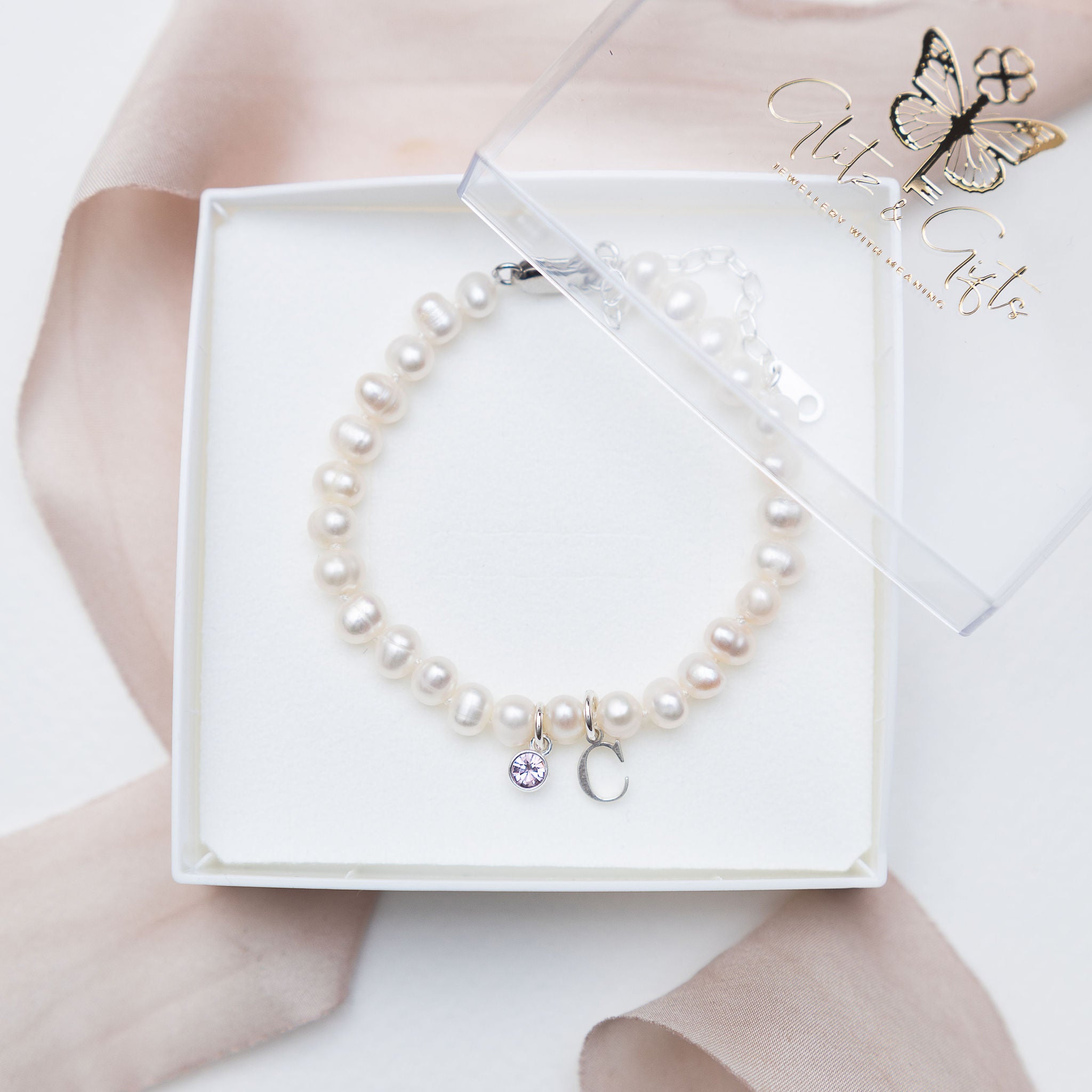 Freshwater Pearl Sterling Silver Personalised Bracelet