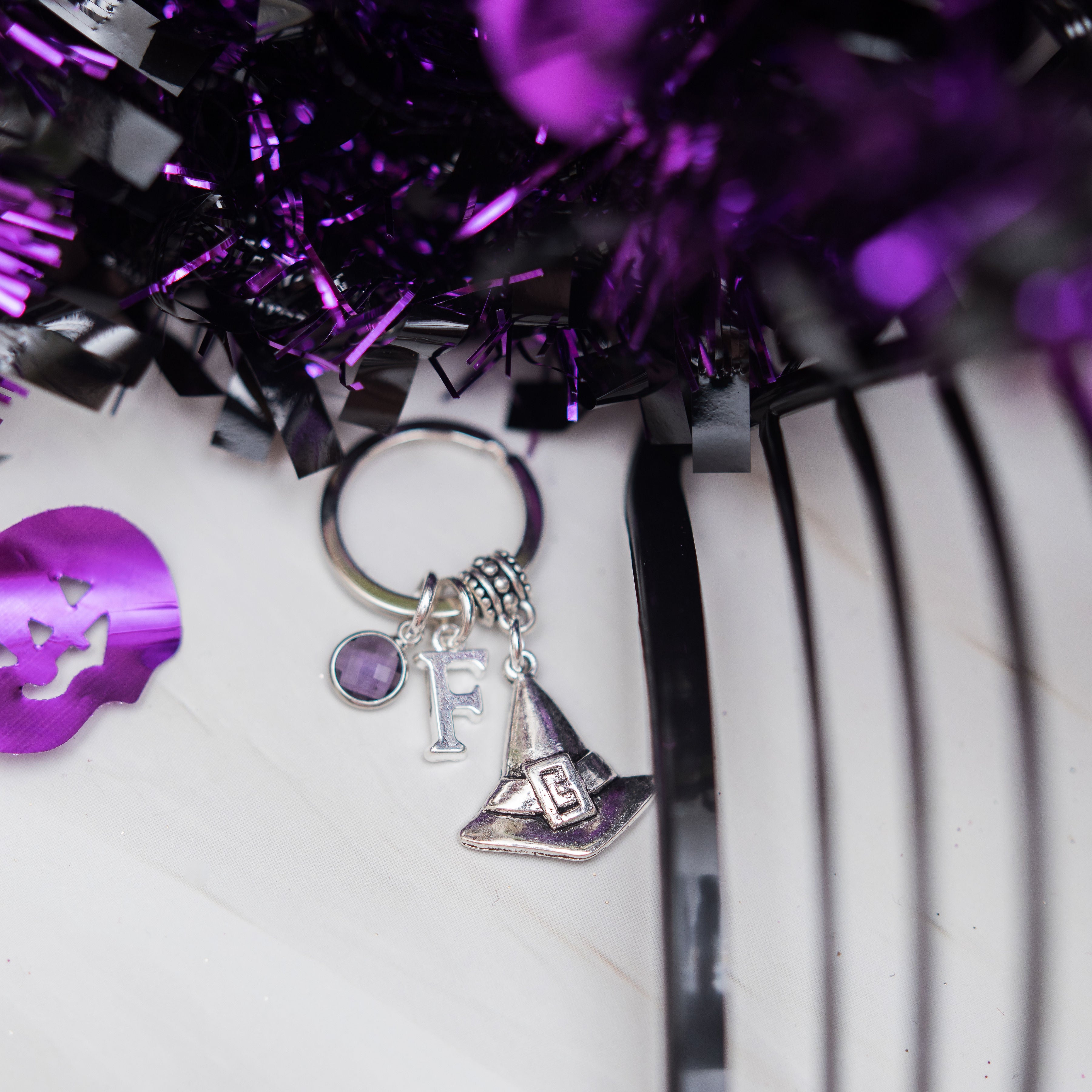 Personalised Witch Hat Keyring