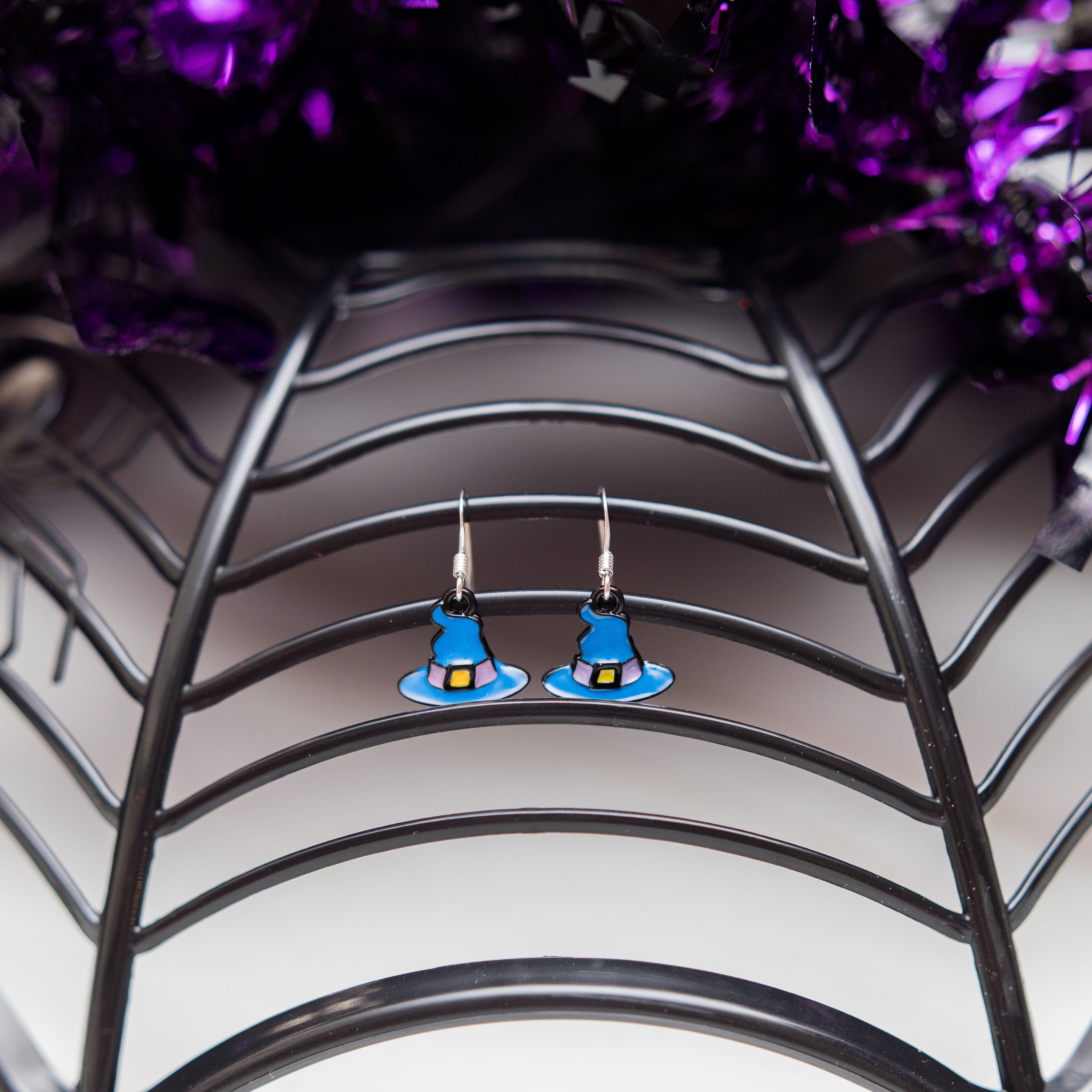 Enamel Witch Hat Charm Earrings
