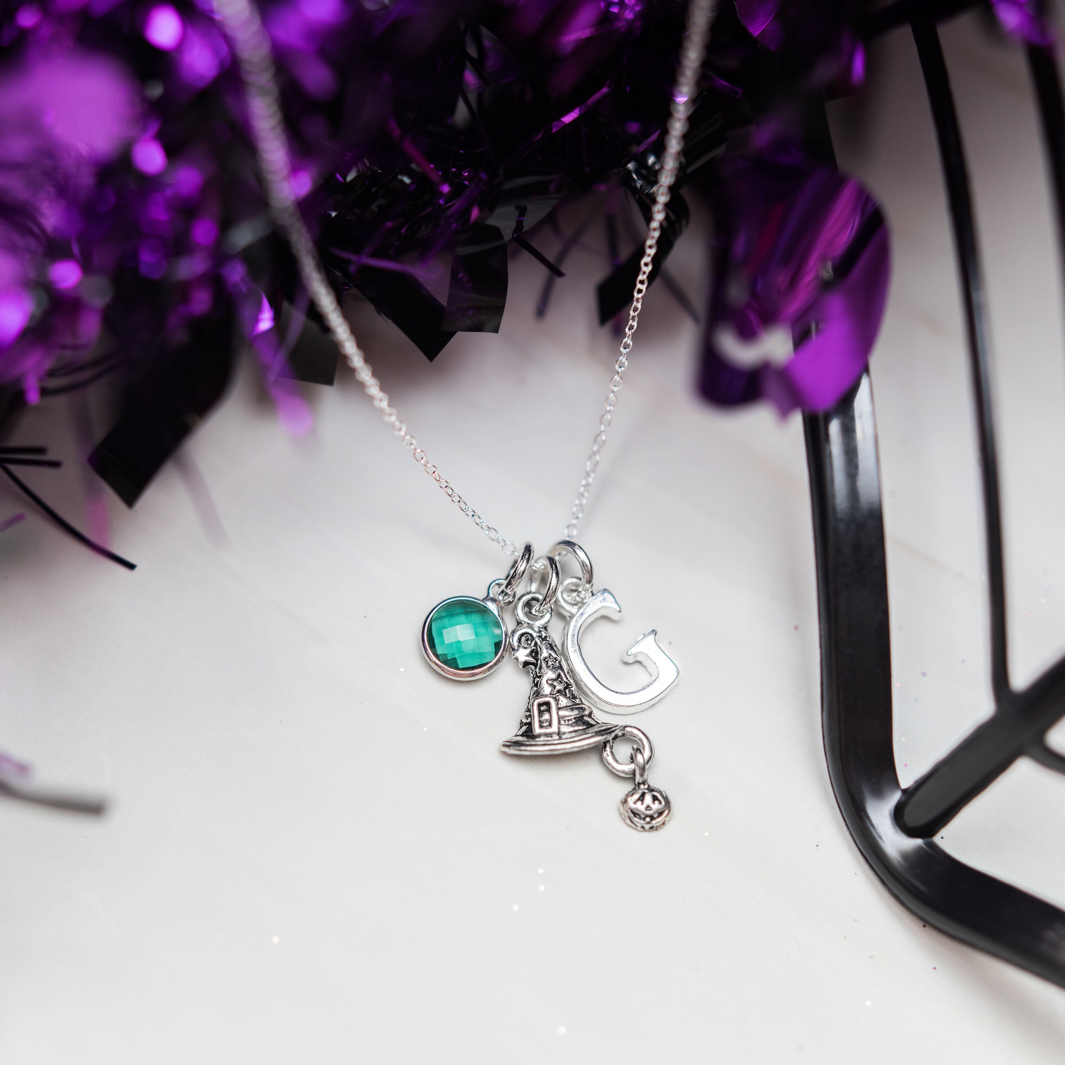 Personalised Witch Hat with Pumpkin Necklace