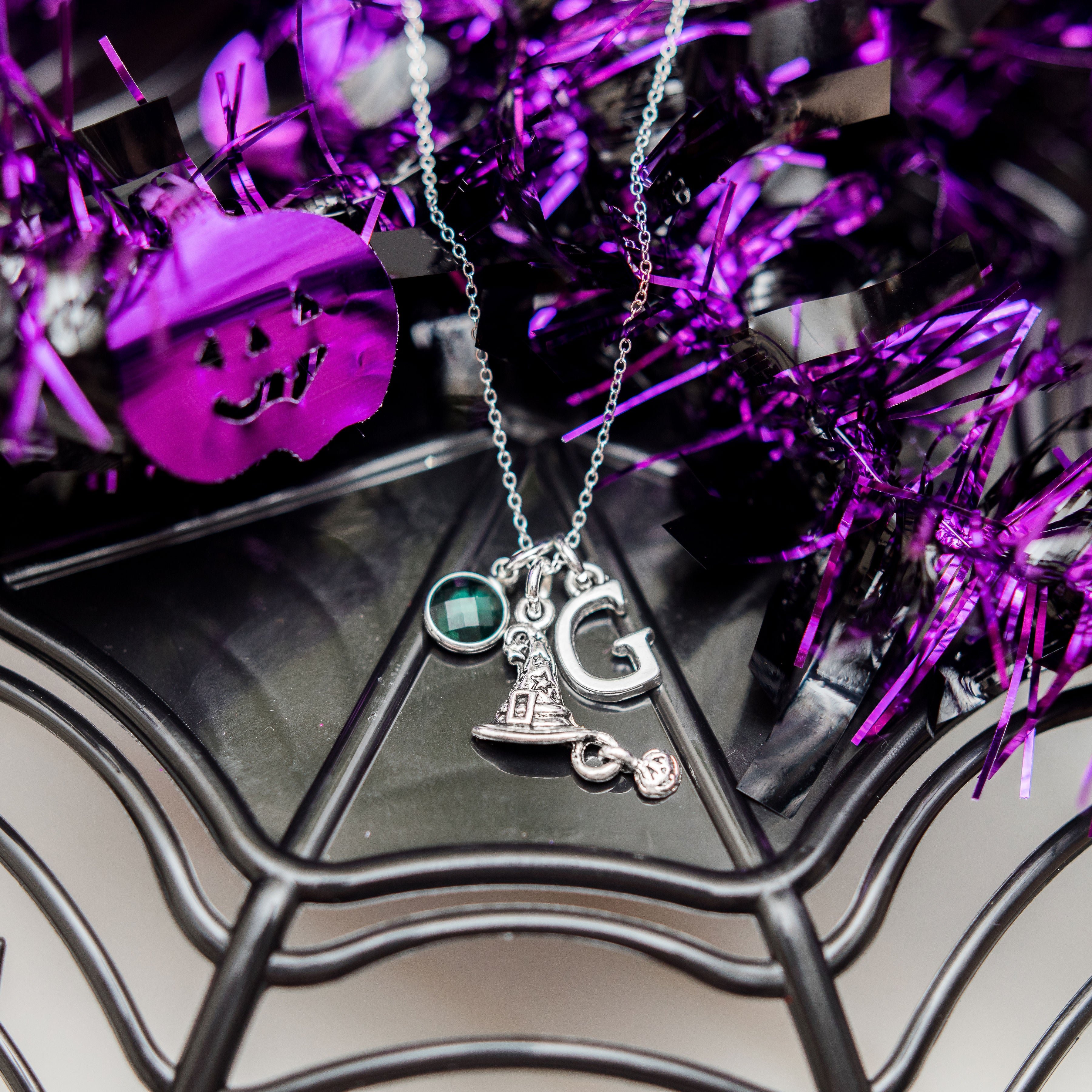 Personalised Witch Hat with Pumpkin Necklace