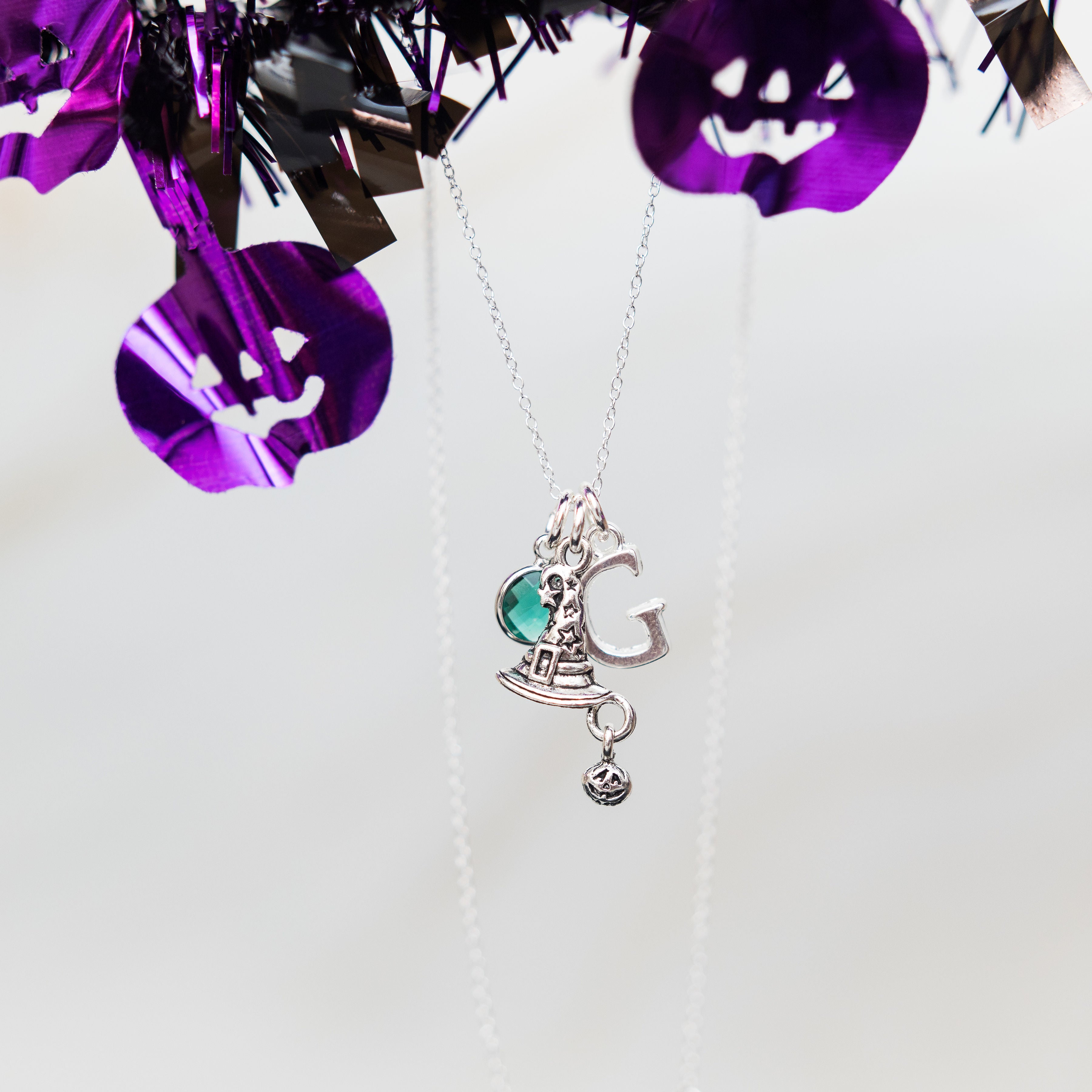 Personalised Witch Hat with Pumpkin Necklace