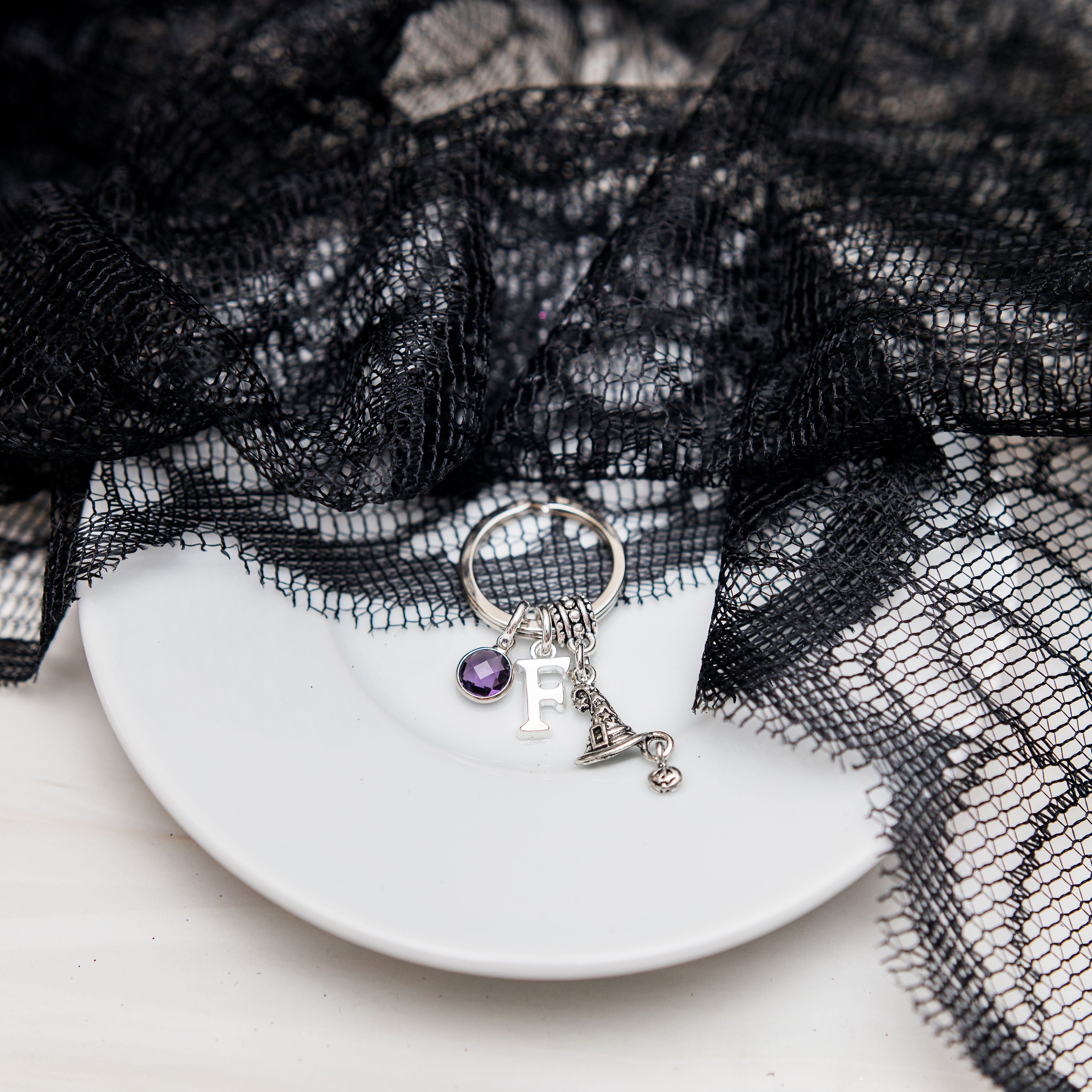 Personalised Witch Hat With Pumpkin Keyring