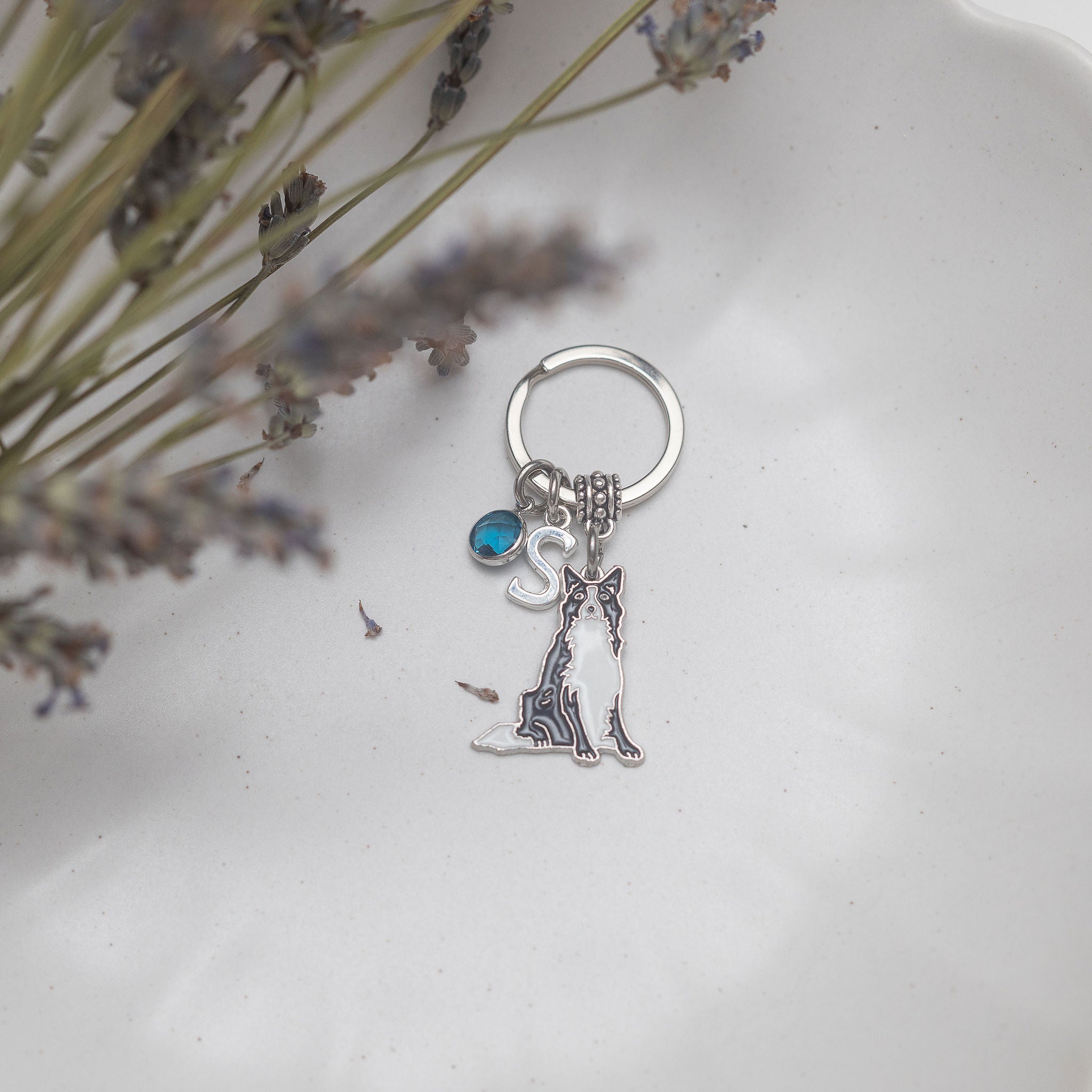 Personalised Border Collie Keyring
