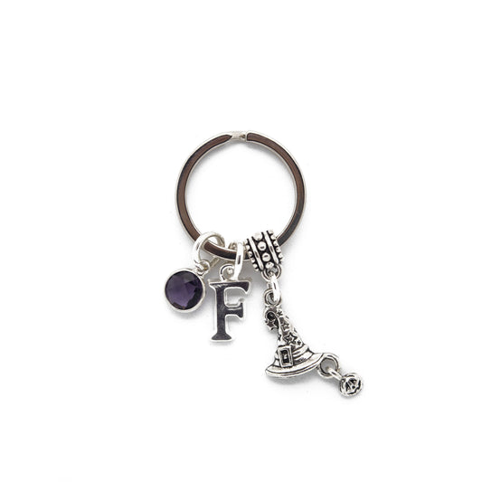 Personalised Witch Hat With Pumpkin Keyring