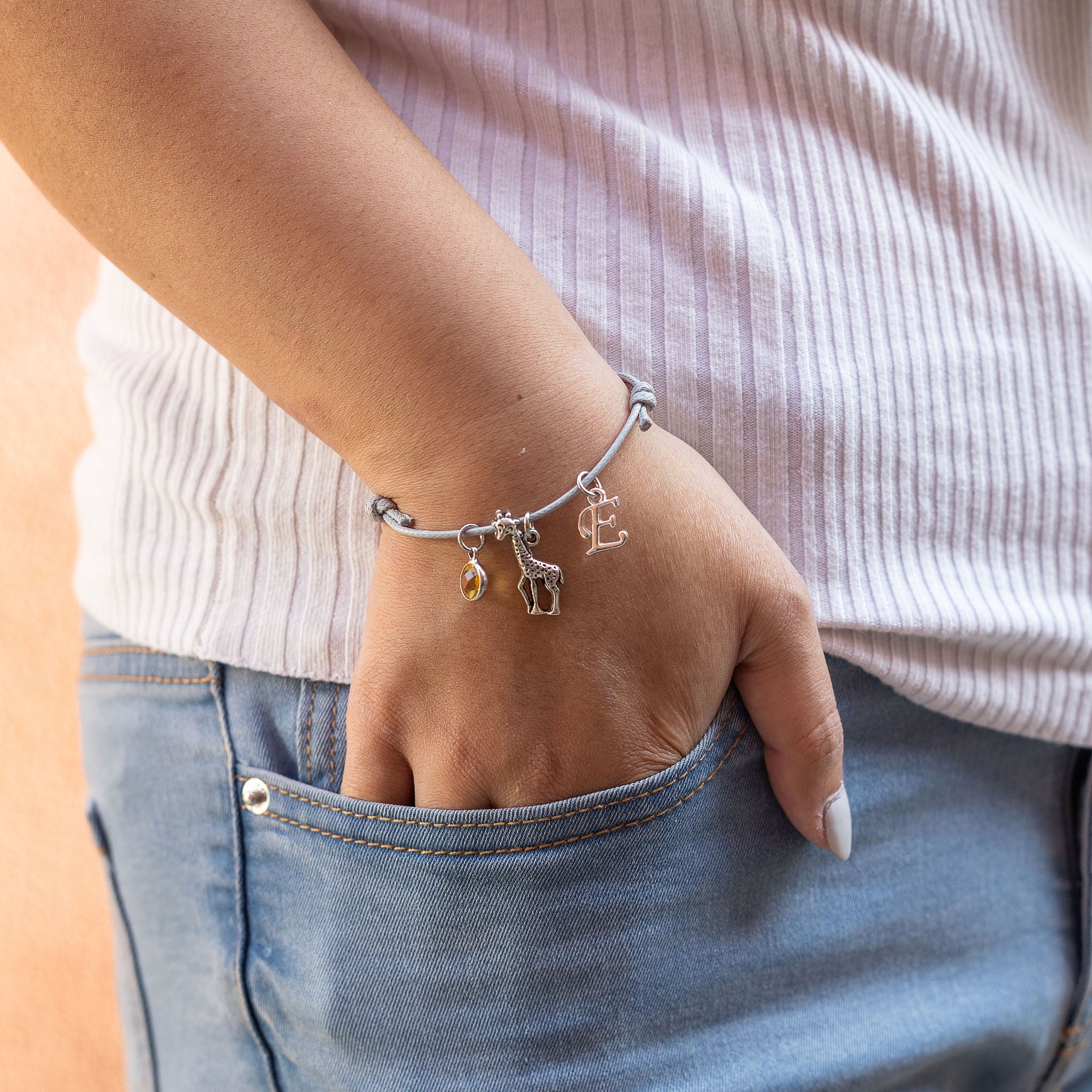 Personalised Giraffe Cord Bracelet