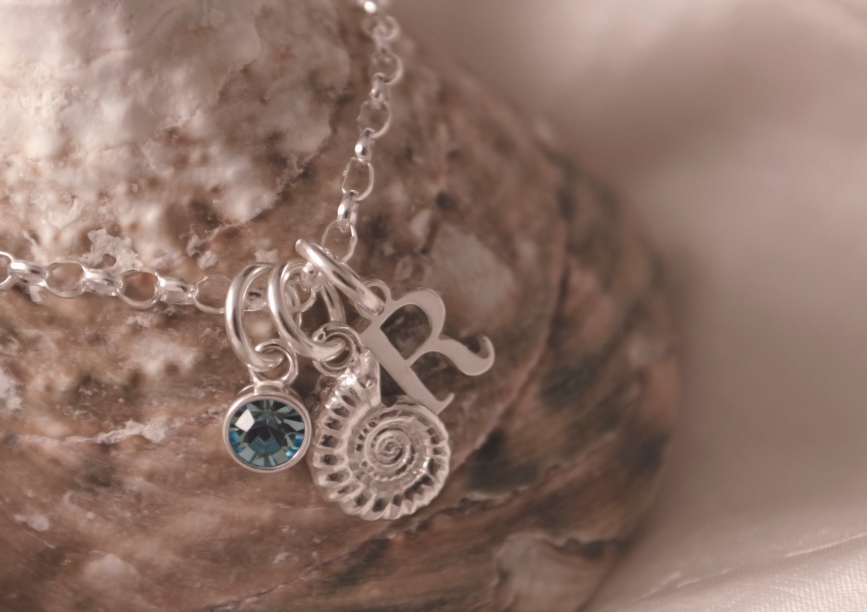 Sterling Silver Personalised Ammonite Fossil Bracelet
