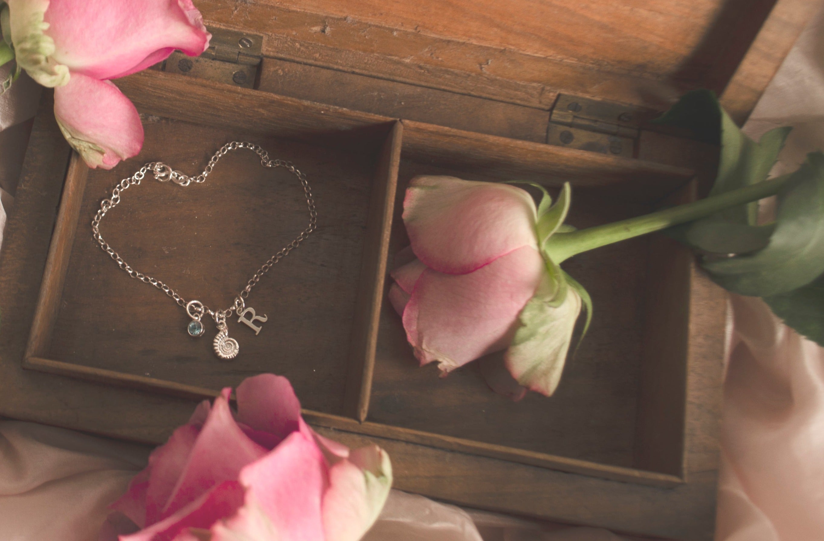 Sterling Silver Personalised Ammonite Fossil Bracelet