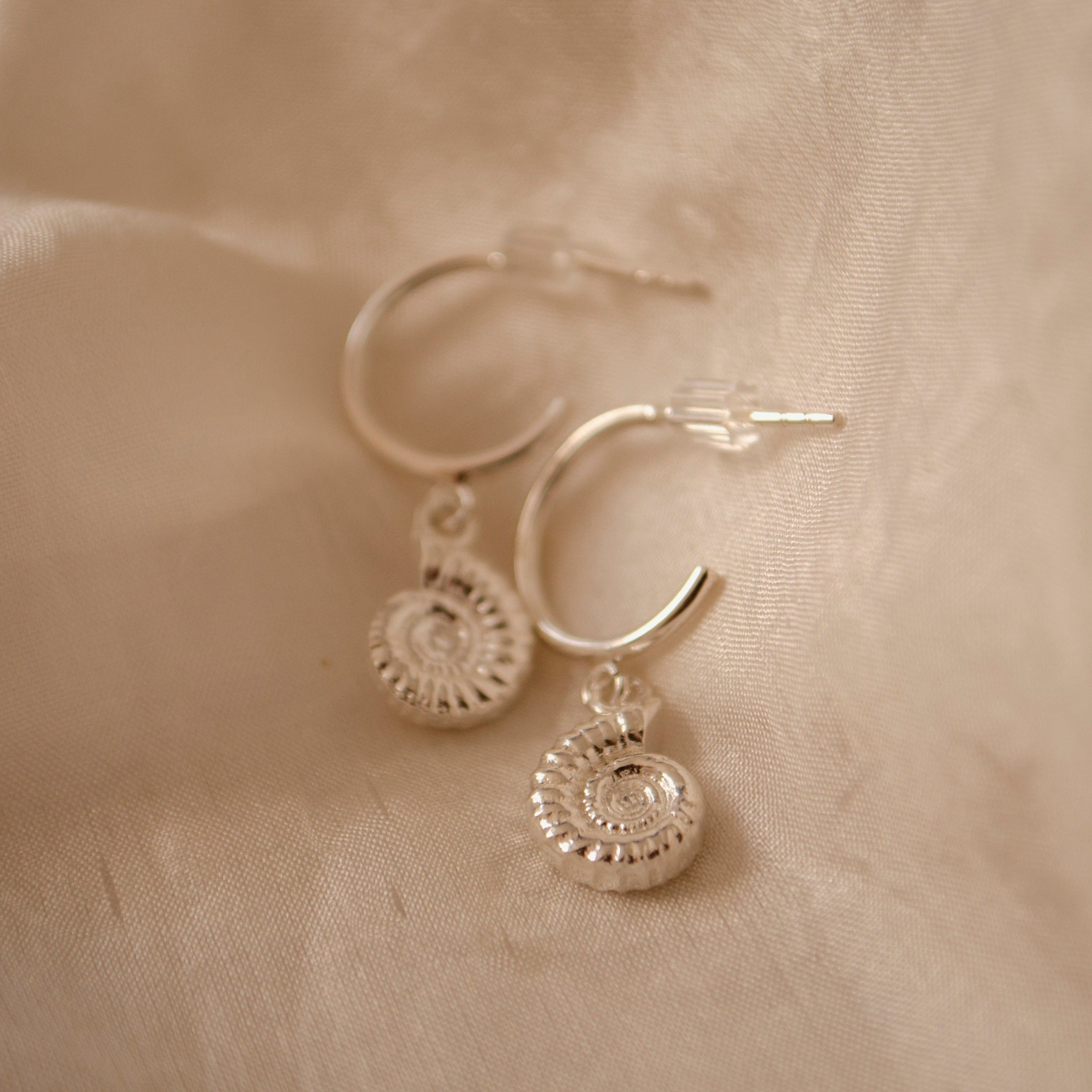 Sterling Silver Ammonite Earrings