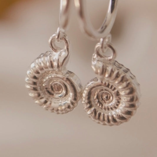 Sterling Silver Ammonite Earrings