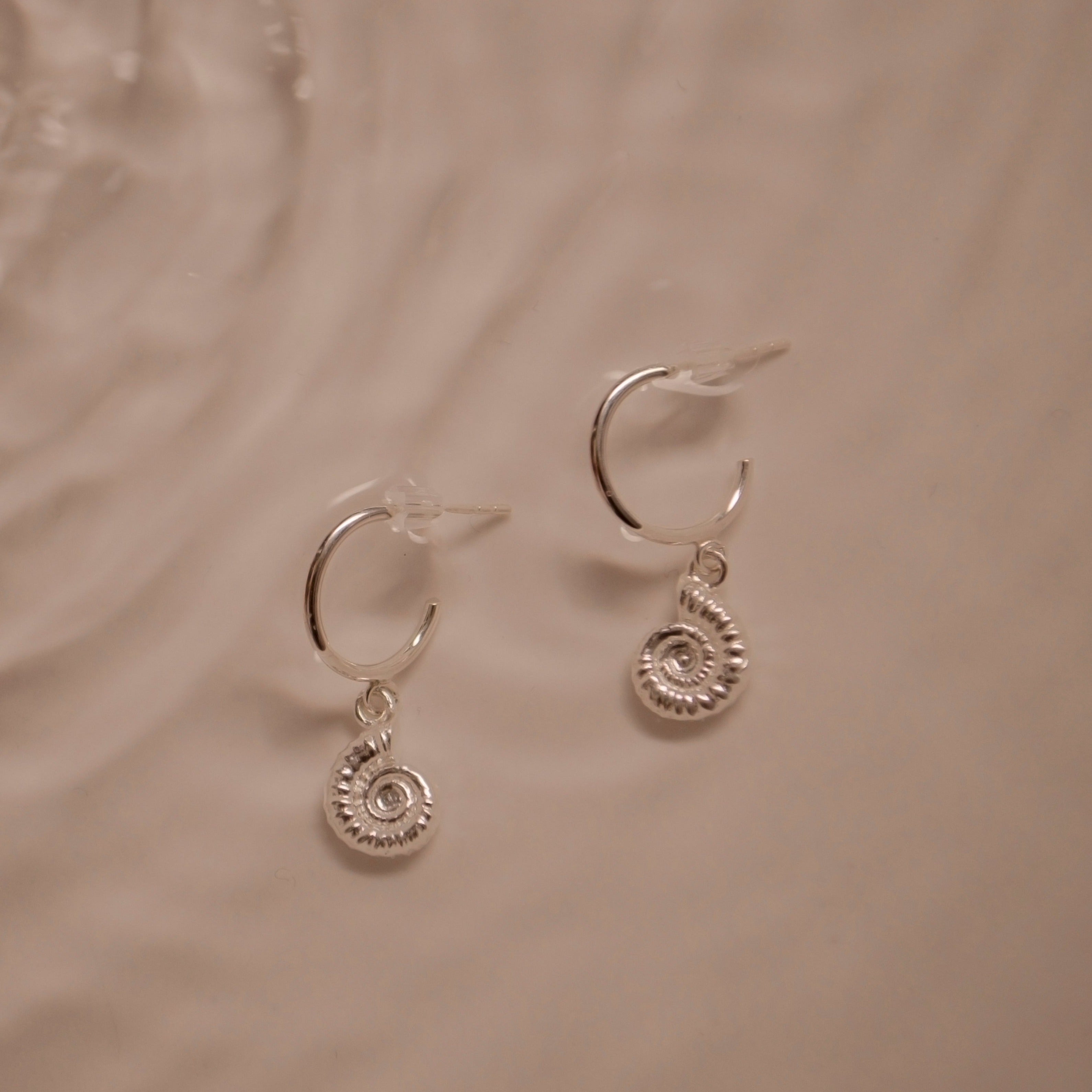 Sterling Silver Ammonite Earrings