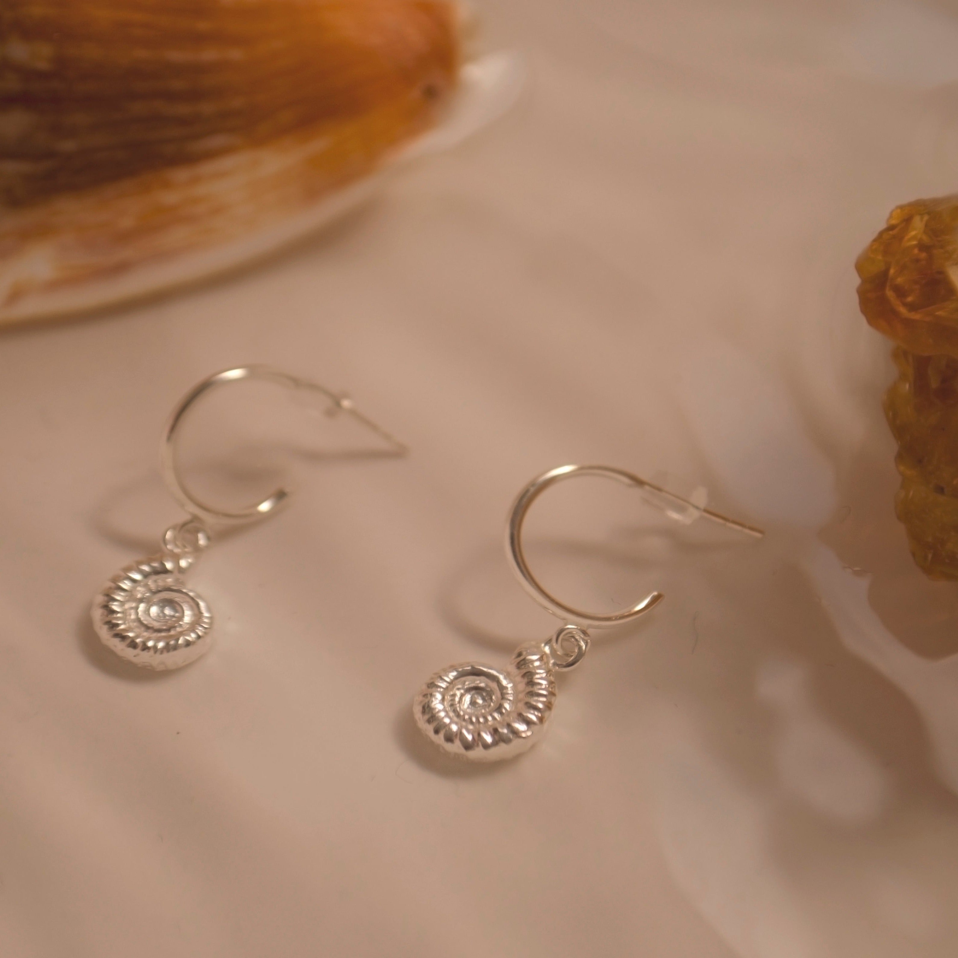 Sterling Silver Ammonite Earrings
