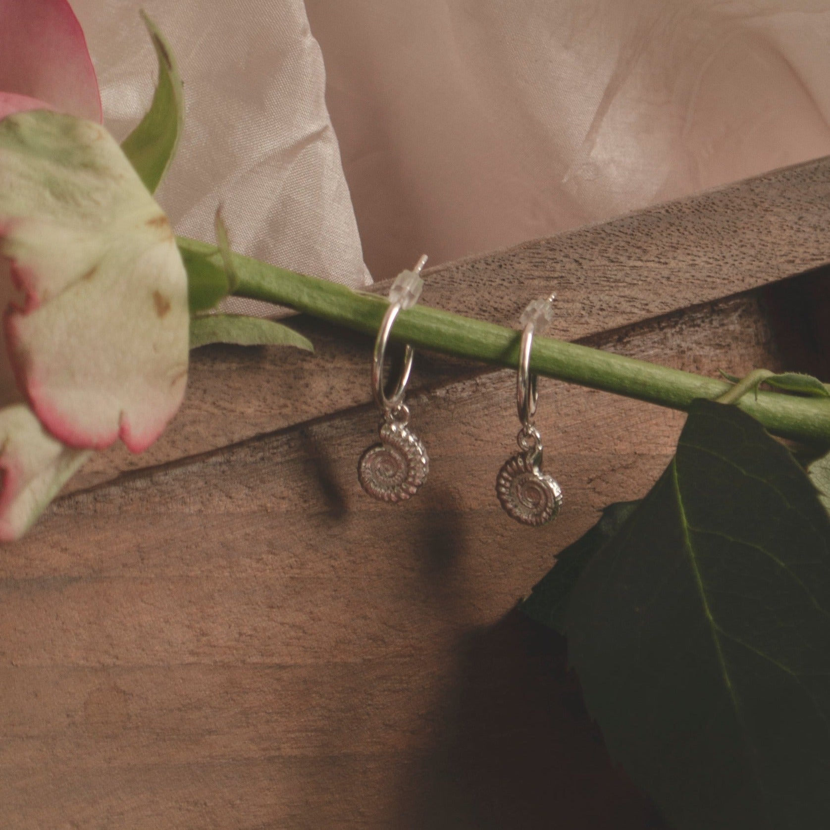 Sterling Silver Ammonite Earrings