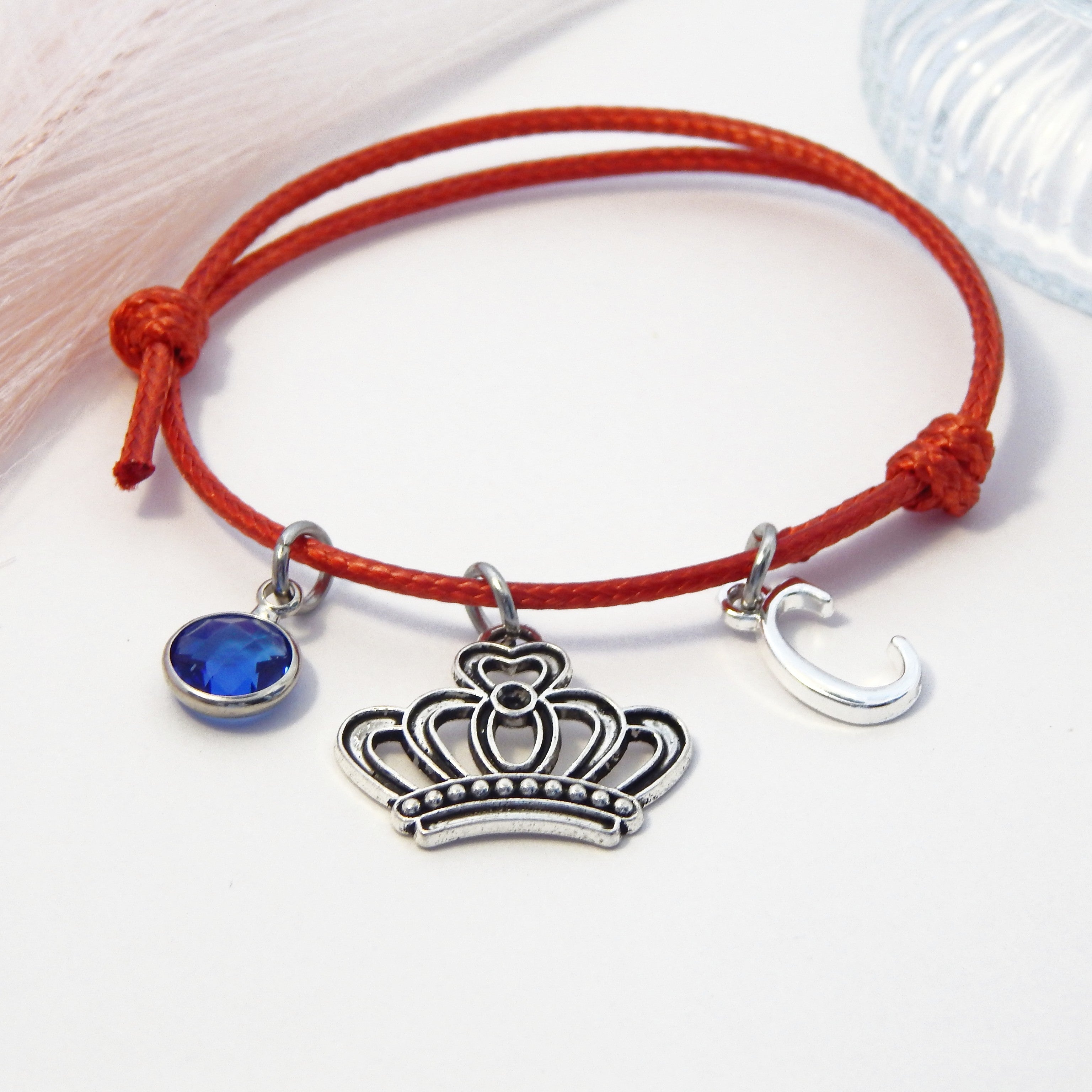 Personalised Crown Adjustable Cord Bracelet
