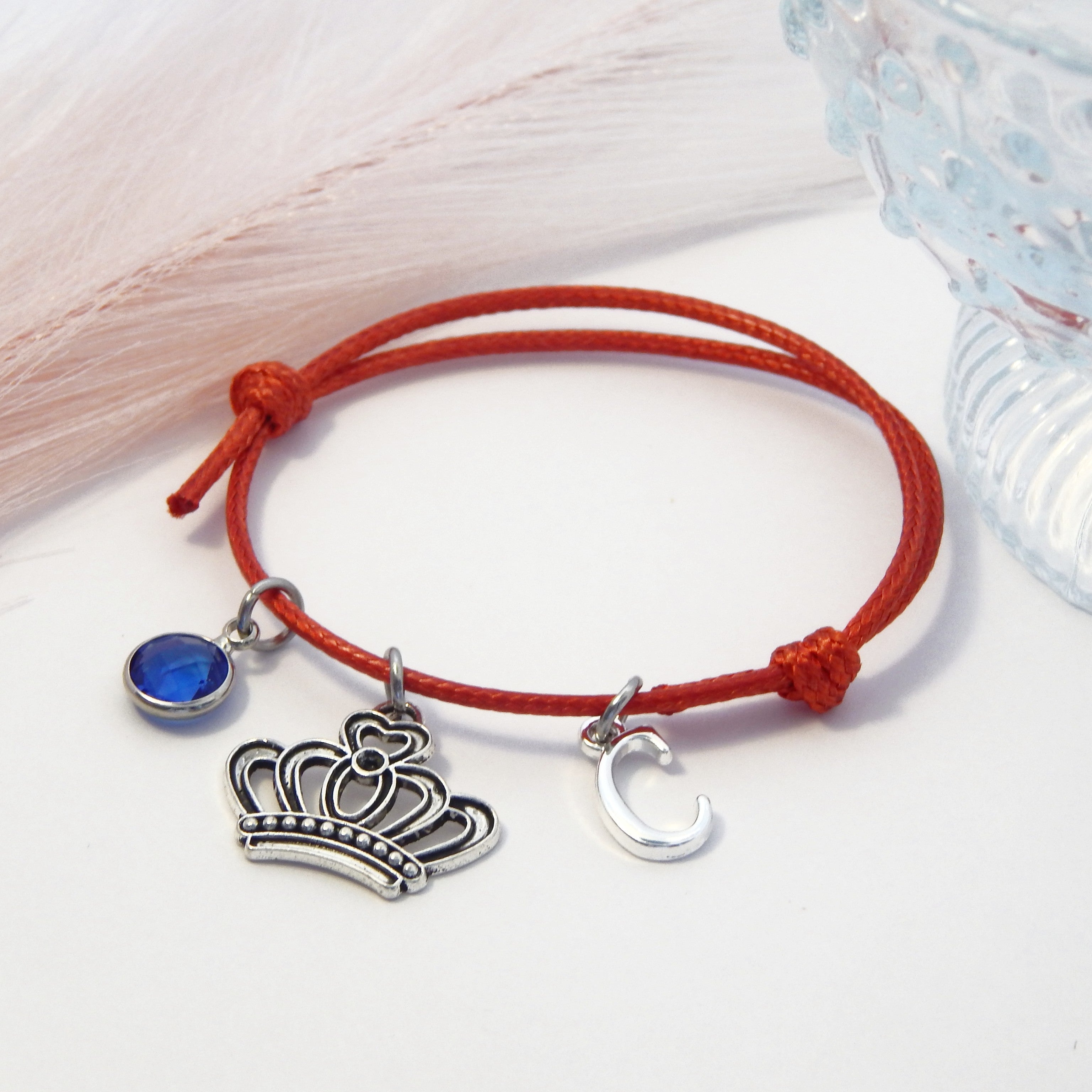 Personalised Crown Adjustable Cord Bracelet