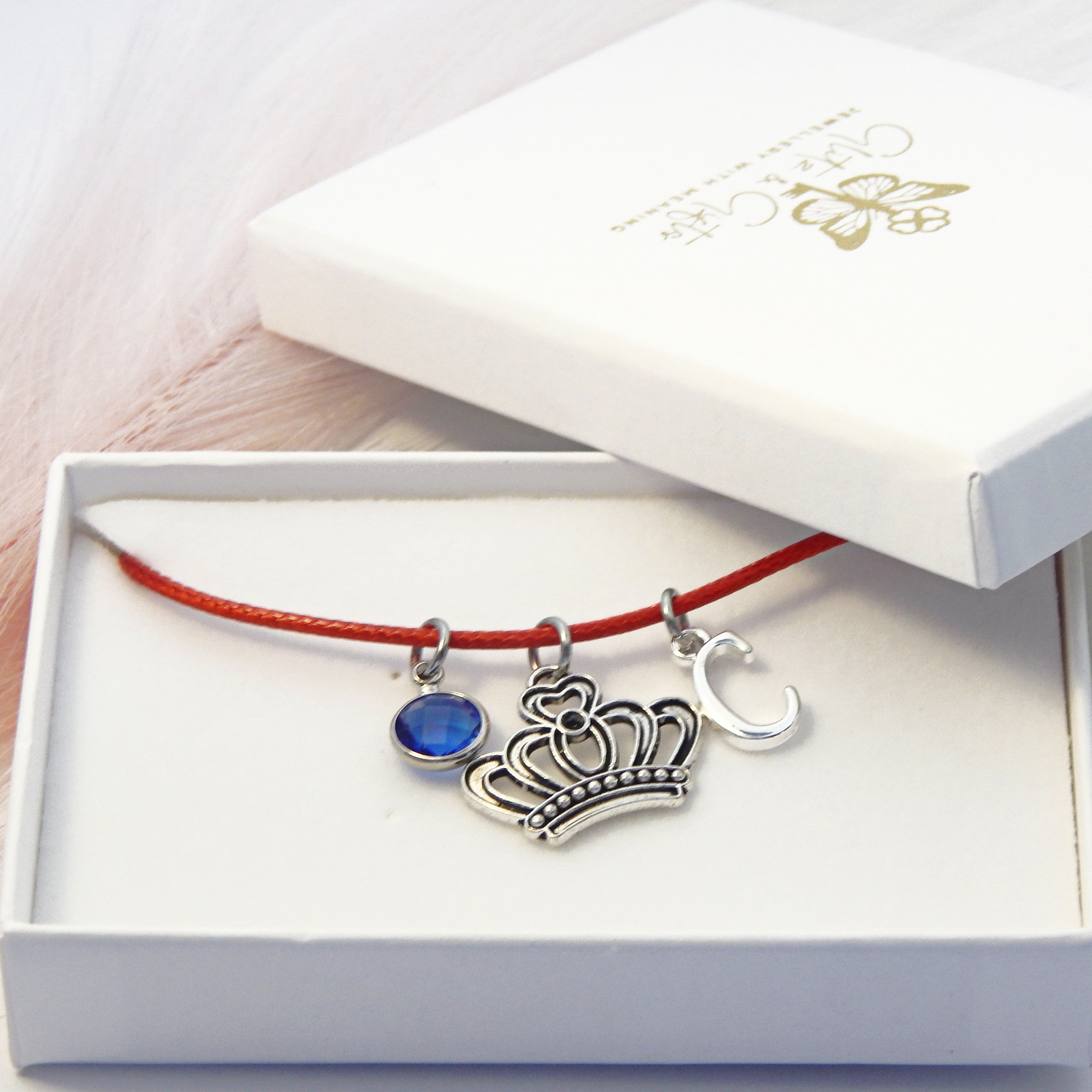 Personalised Crown Adjustable Cord Bracelet