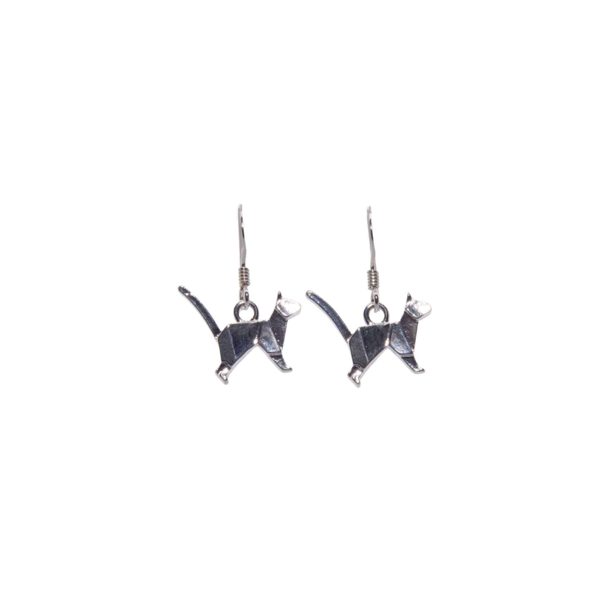 Origami Cat Charm Earrings