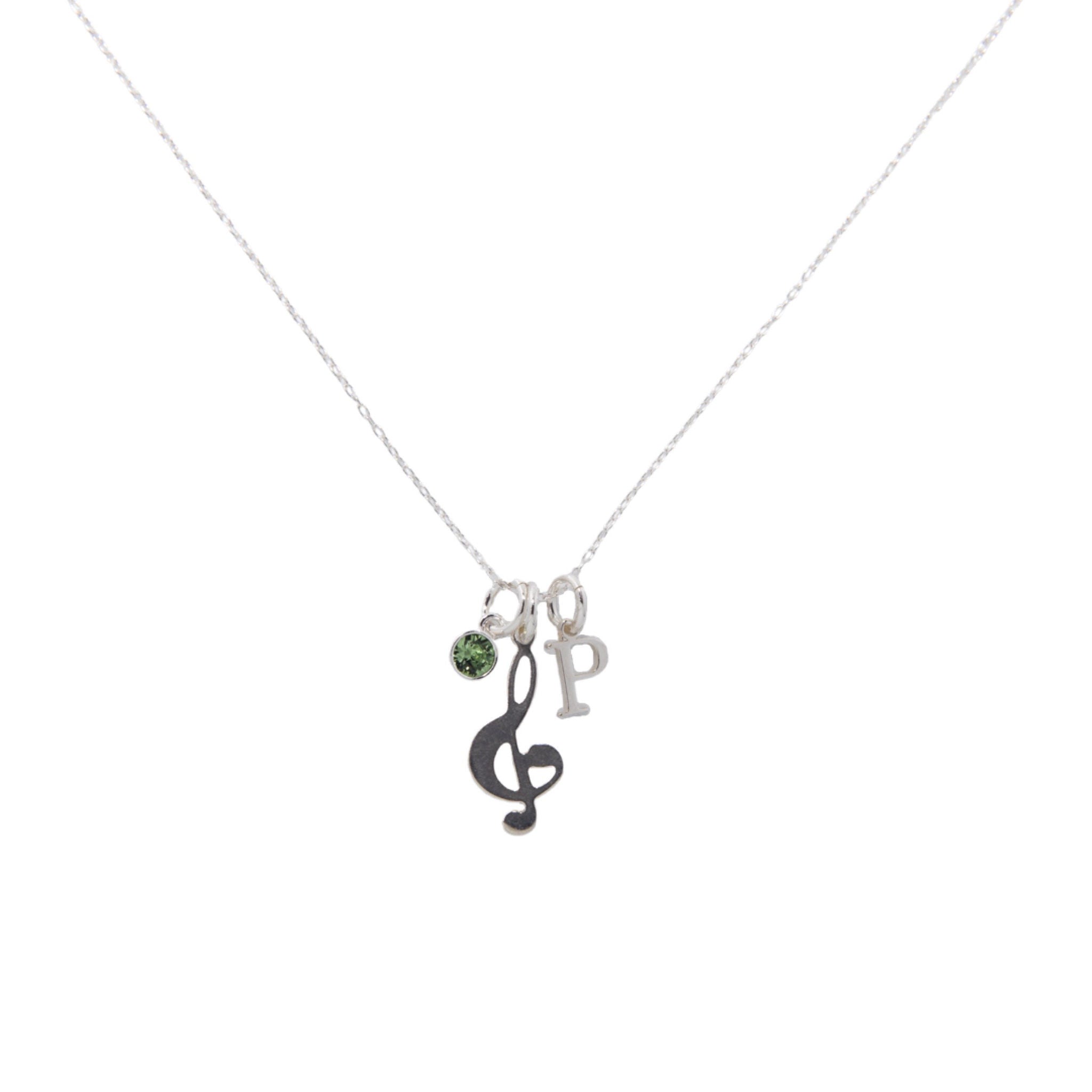 Sterling Silver Personalised Treble Clef Music Note Necklace